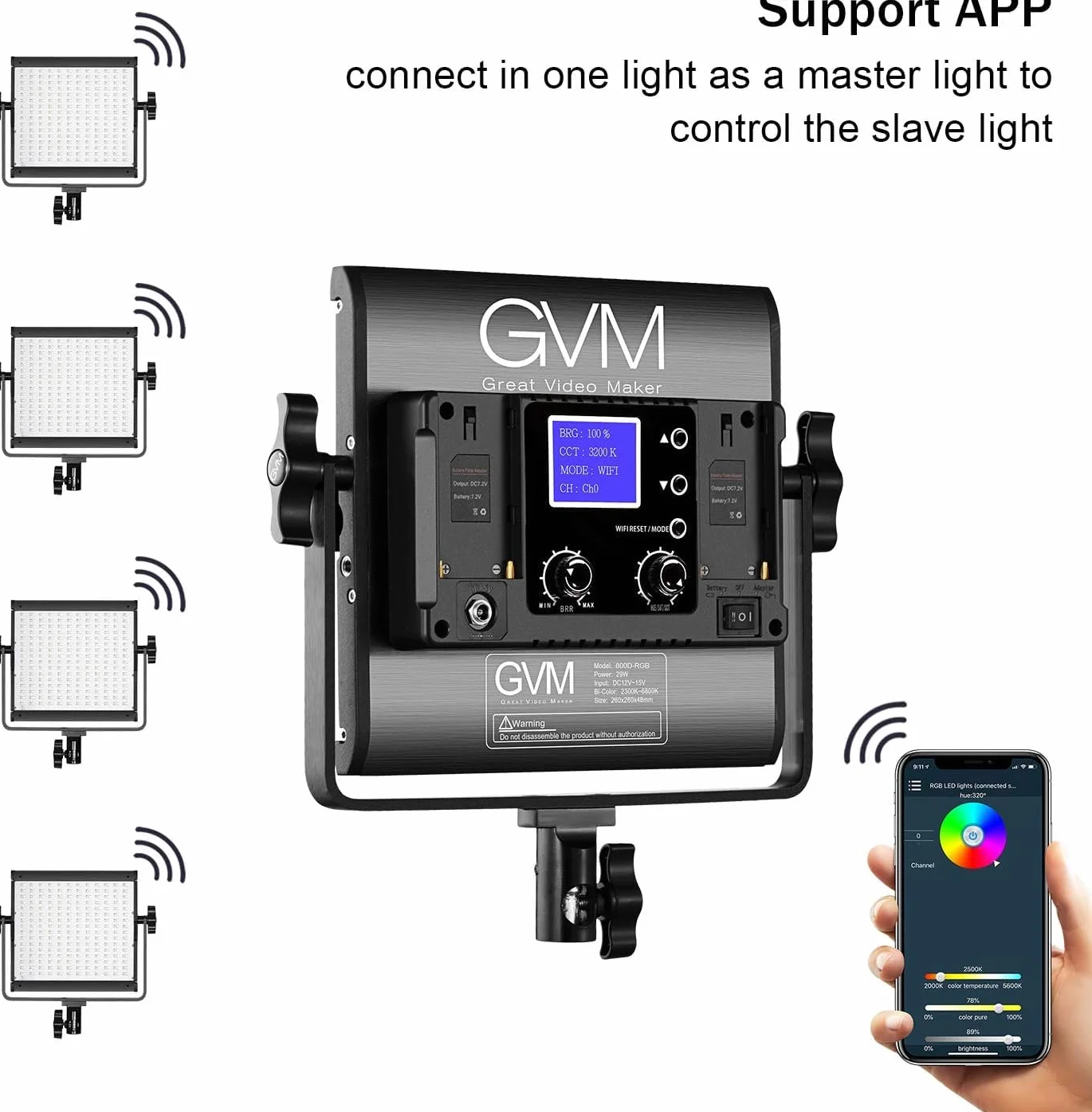 GVM - Luce video a LED con treppiede, controllo APP, 800 D, luce video RGB, luce continua a LED, illuminazione video a LED, illuminazione per YouTube Fotografia, set da studio di videoconferenze, 8