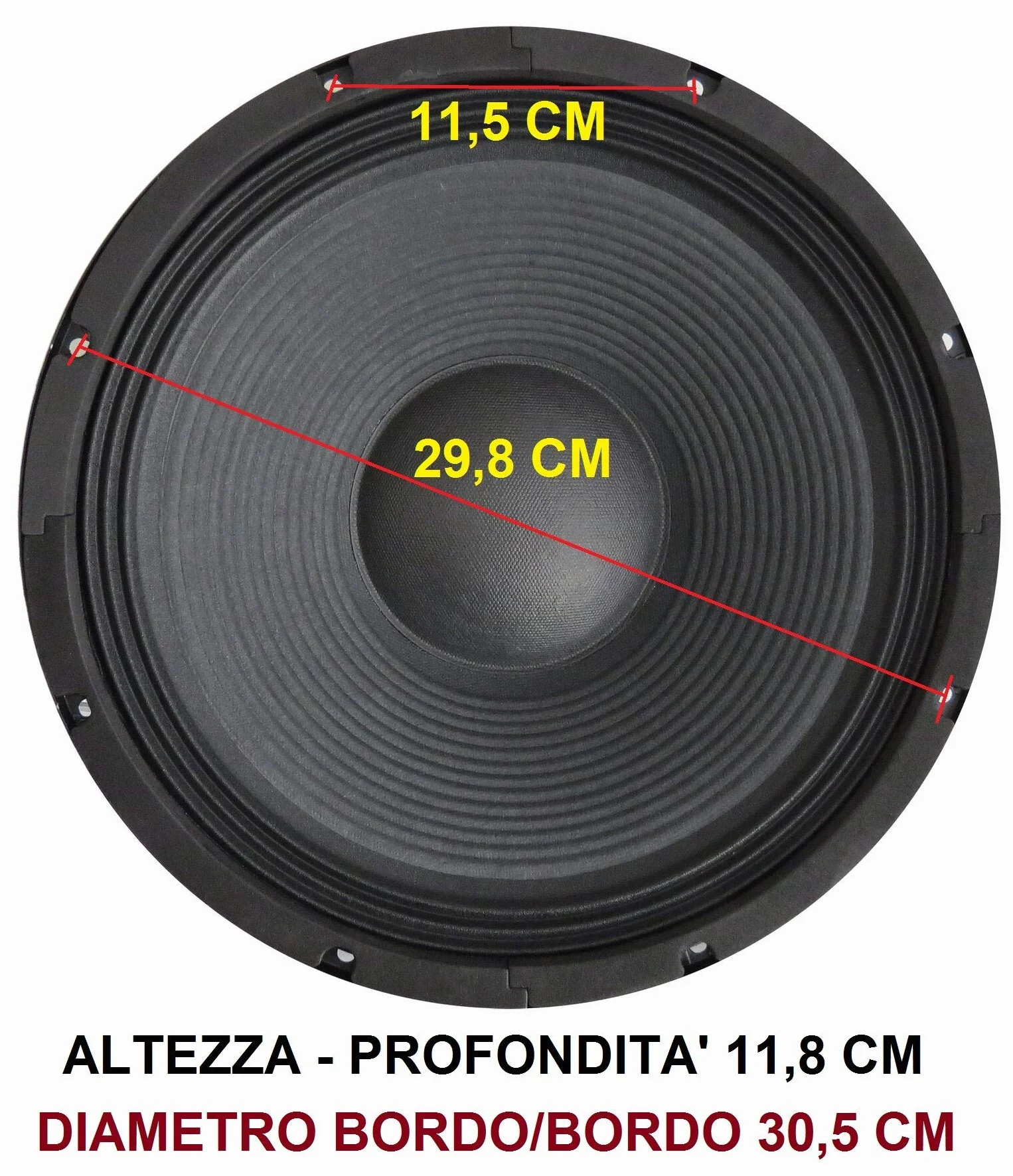 PLUG & SOUND WOOFER CONO SUBWOOFER RICAMBIO 250W 8 OHM 12" 12 POLLICI