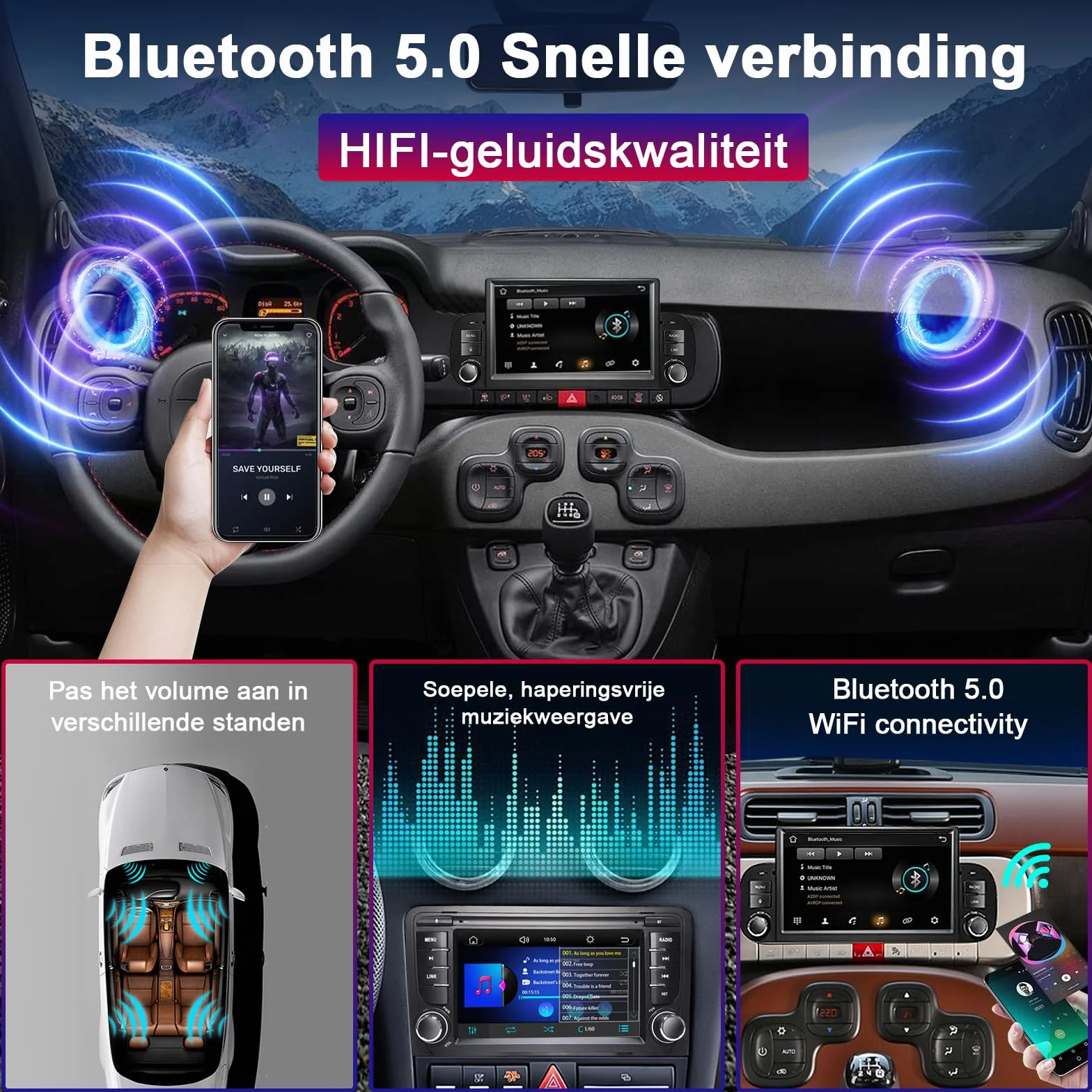 Autoradio per Fiat Panda 2013-2020 Compatibile Wireless Carplay/Android Auto, Fiat Panda Radio da 7 pollici con Touchscreen/Bluetooth/FM/AM/USB/DSP/RDS/Mirror Link