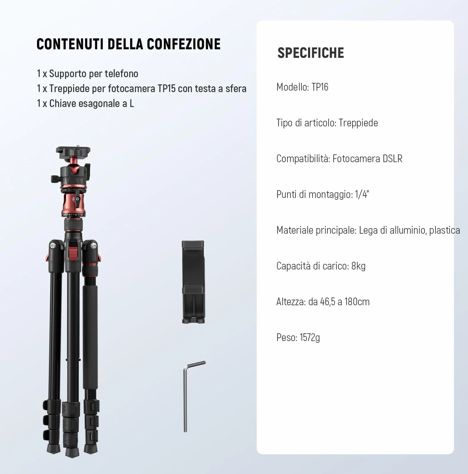 NEEWER BASICS Monopiede Treppiede Fotocamera da 1,8m con Colonna Centrale e Testa Sfera, Overhead Tripod DSLR Cellulare a Sgancio Rapido Compatibile con iPhone per Riprese Video Viaggio, Max 8kg, TP16