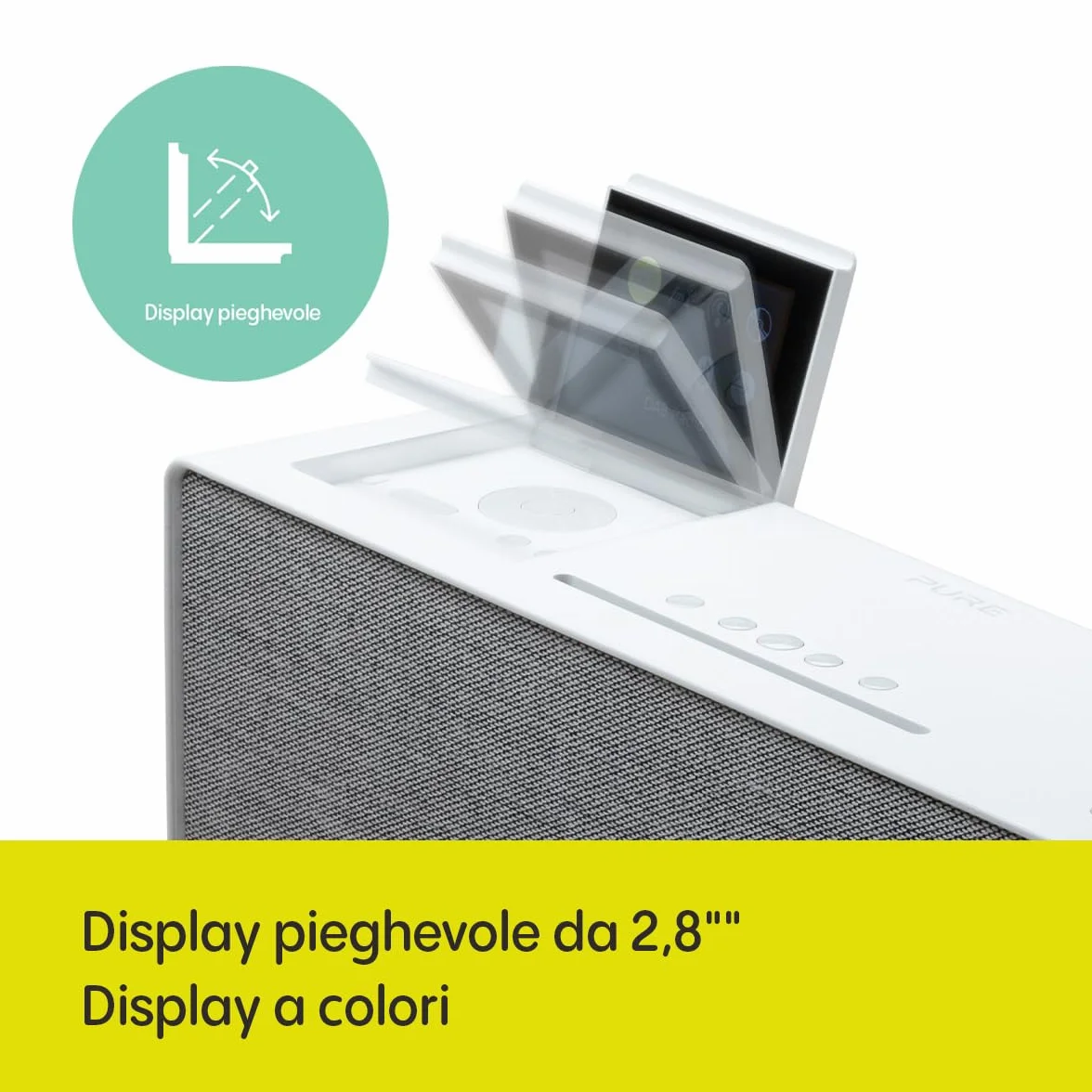 Pure Evoke Home All-In-One Music System DAB+ UKW Radio Internet Radio Spotify Connect Bluetooth CD 100 Watt Bianco cotone