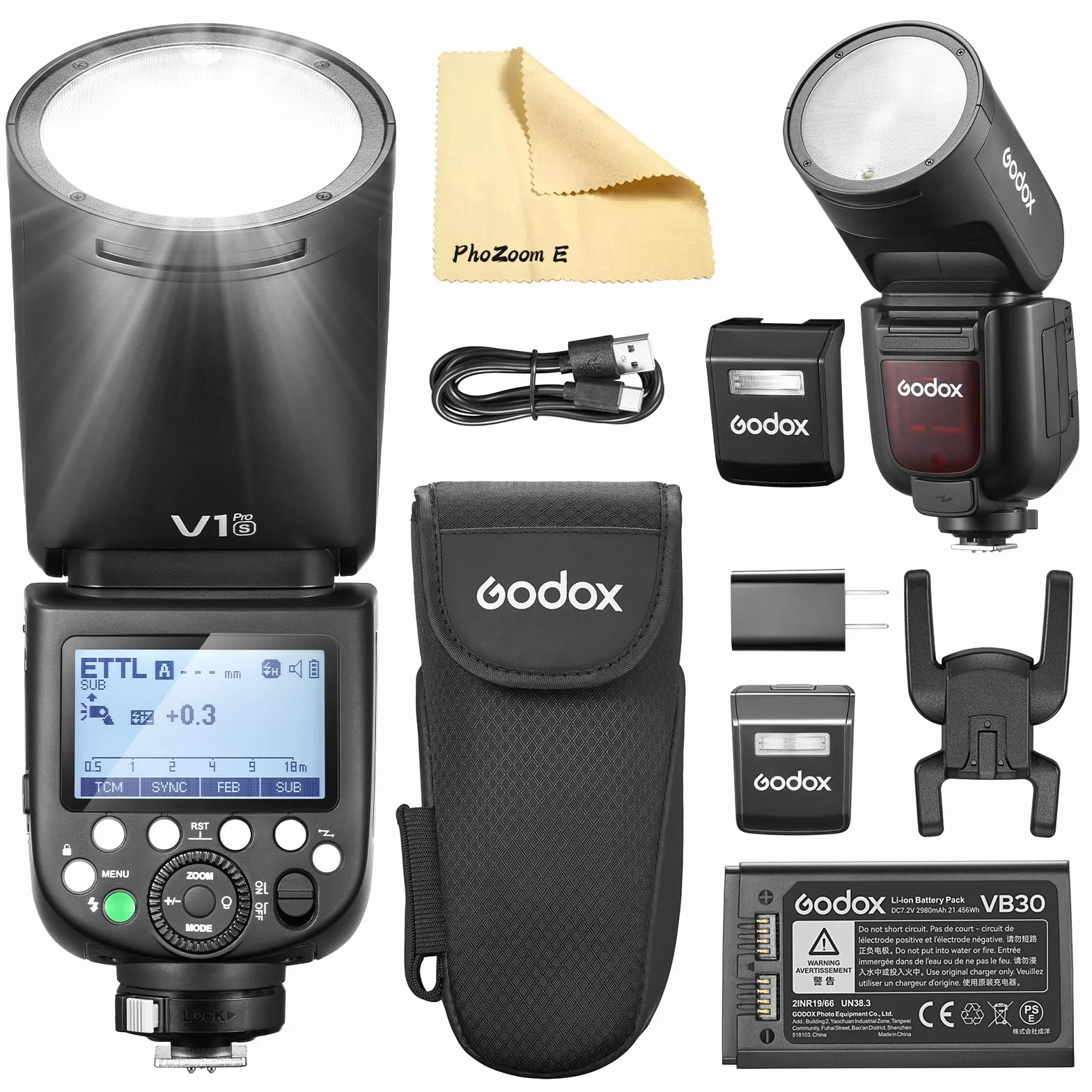 Godox V1PRO-S V1Pro S Flash per Fotocamera a Testa Tonda Speedlite TTL 2.4G Wireless TTL Speedlight Strobe, 76Ws HSS 1/8000s con Batteria agli ioni di litio per Fotocamere Sony