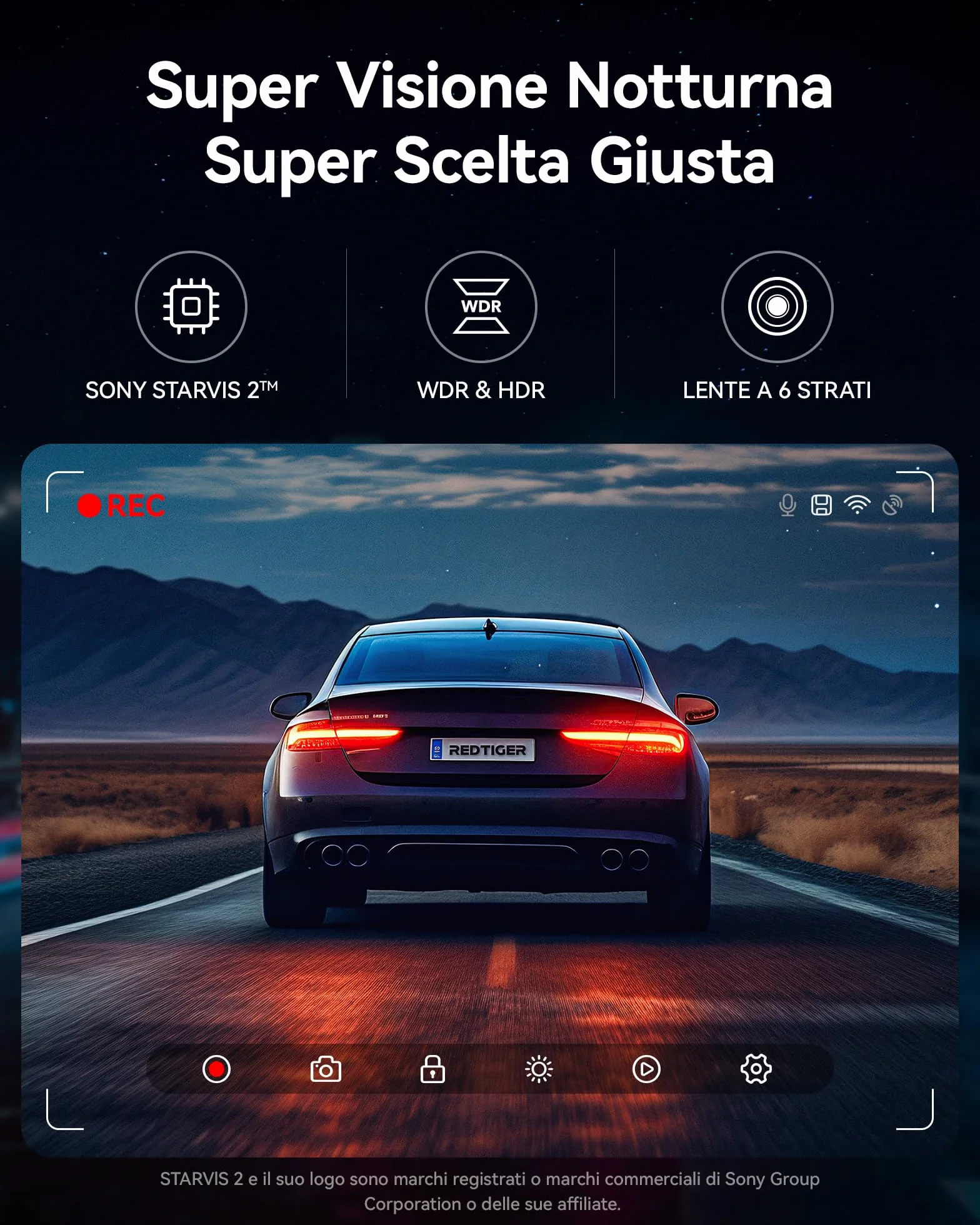 REDTIGER Dash Cam 4K/2.5K Anteriore e Posteriore, STARVIS 2, Schermo IPS 3,18 Pollici, 128 GB Inclusa, WiFi 5,8 GHz, GPS, WDR 170° Grandangolare