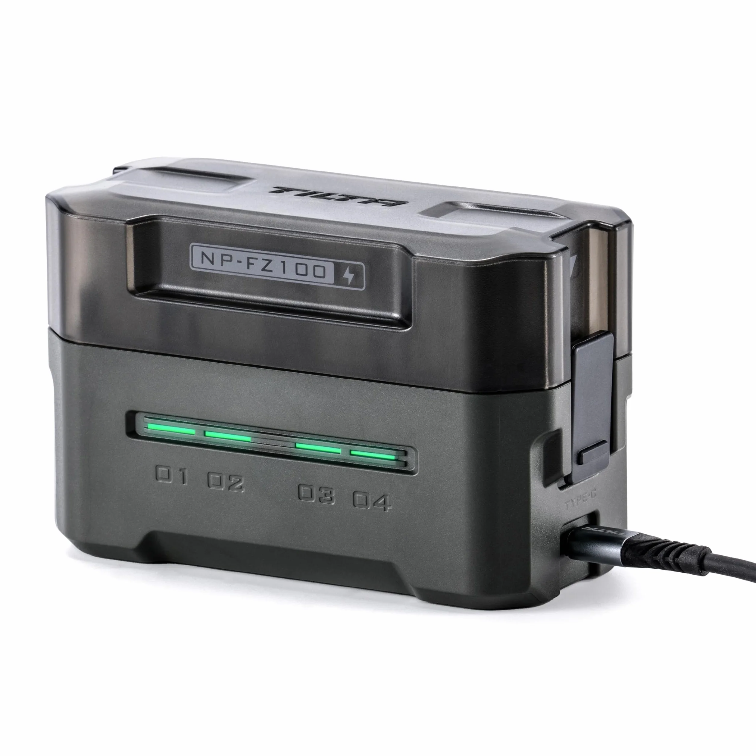 Tilta NP-FZ100 Caricabatterie Custodia di Ricarica a 4 Canali Compatibile con Batterie NP-FZ100, Stazione di Ricarica con Ricarica Rapida PD max 45 W - Verde TBC-FZ100-GN