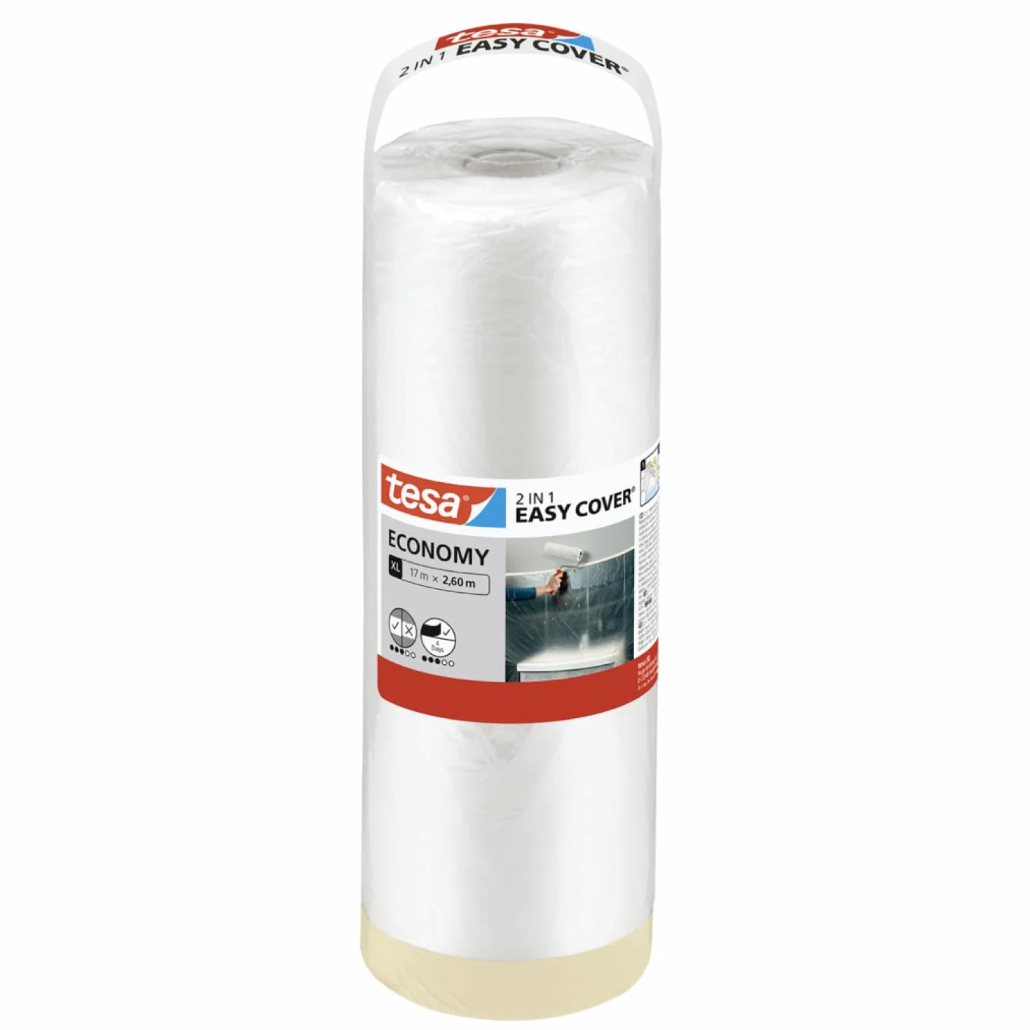 Tesa Easy Cover Film ECONOMY Telo Copritutto per Pittura 2 in 1 17 m x 260 cm