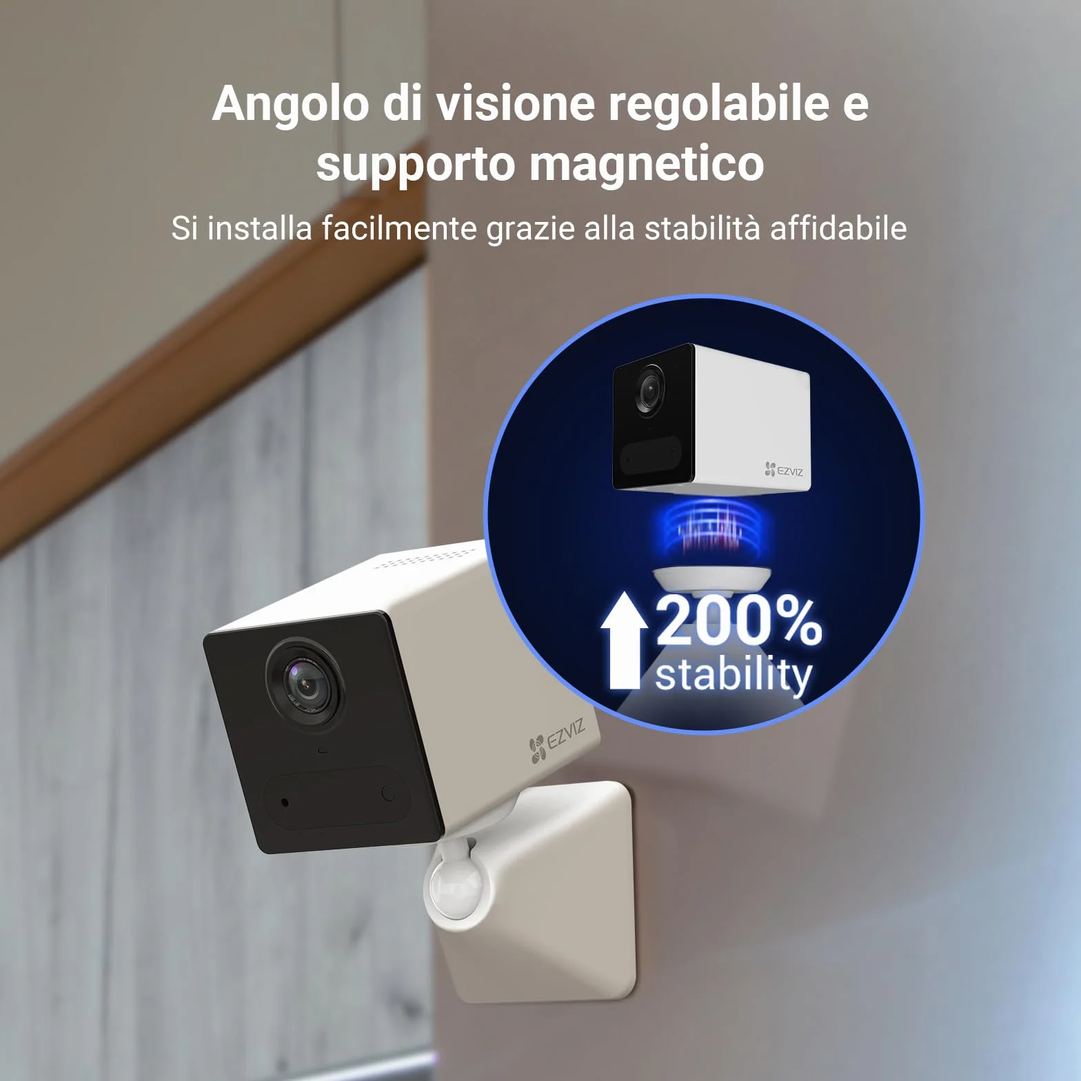 EZVIZ CB2 1080P - Telecamera di sorveglianza WiFi per interni senza fili, batteria 2000 mAh, videocamera per bambini WiFi 2.4 Ghz, rilevamento persona, 5 m visione notturna, audio bidirezionale, tipo
