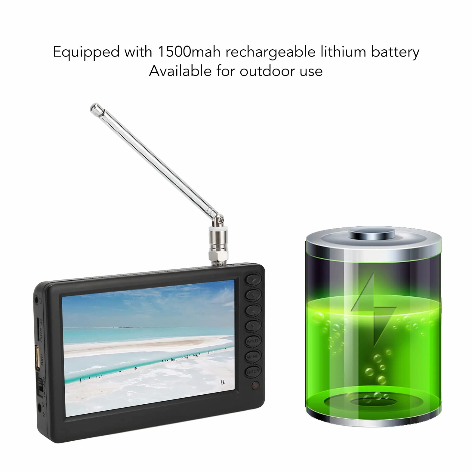 TV Digitale Portatile, HD 1080P da 5 Pollici con Interfaccia Ricca e Supporto per Staffa TV Analogica/ATV/radio FM, Supporto per Formati Video Multipli, per Cucina, Auto