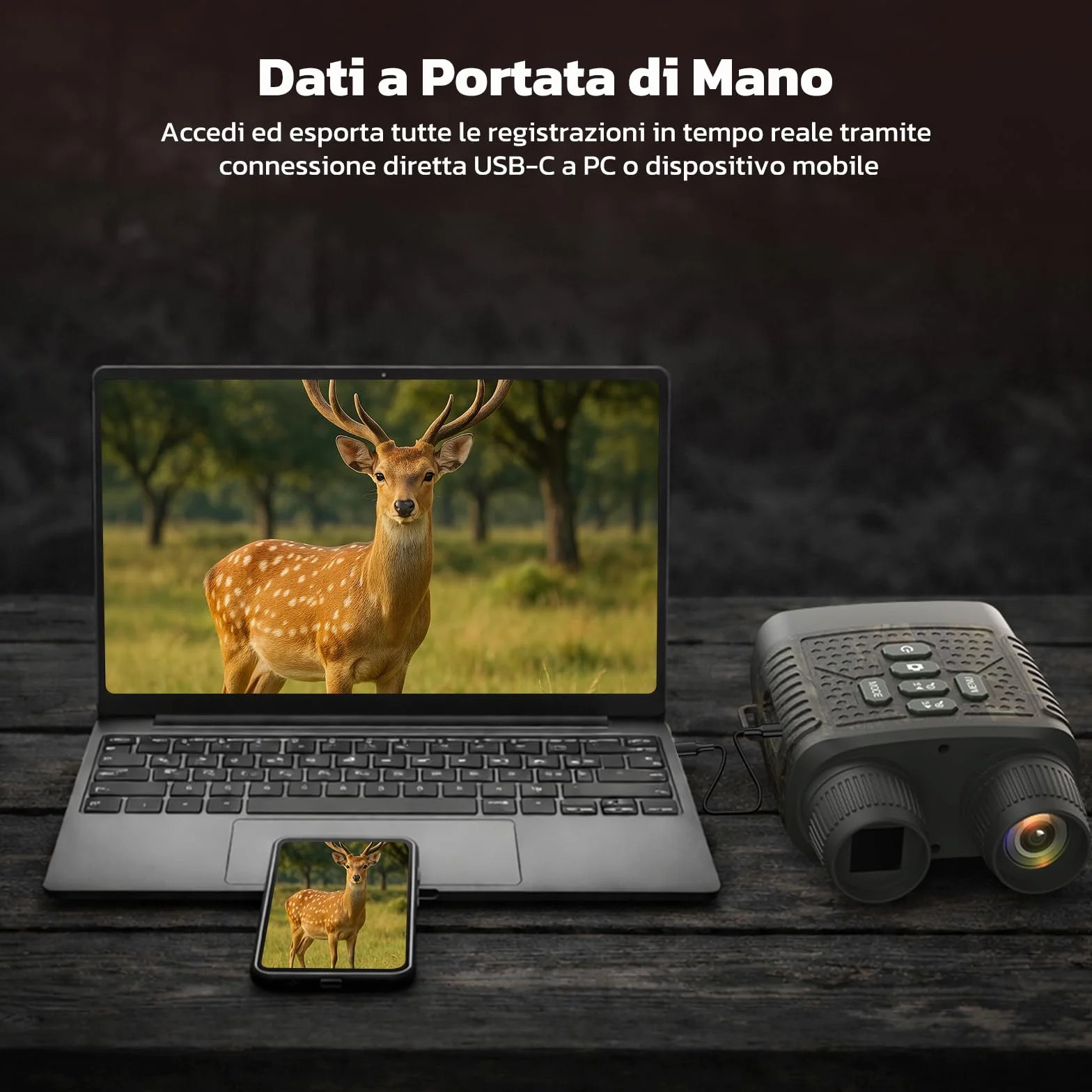 Binocolo Visione Notturna 4K 48MP con Zoom 10x e Visore Notturno, Batteria Ricaricabile 5000mAh per Osservazione fino a 400m, Ideale per Outdoor, Campeggio e Sicurezza