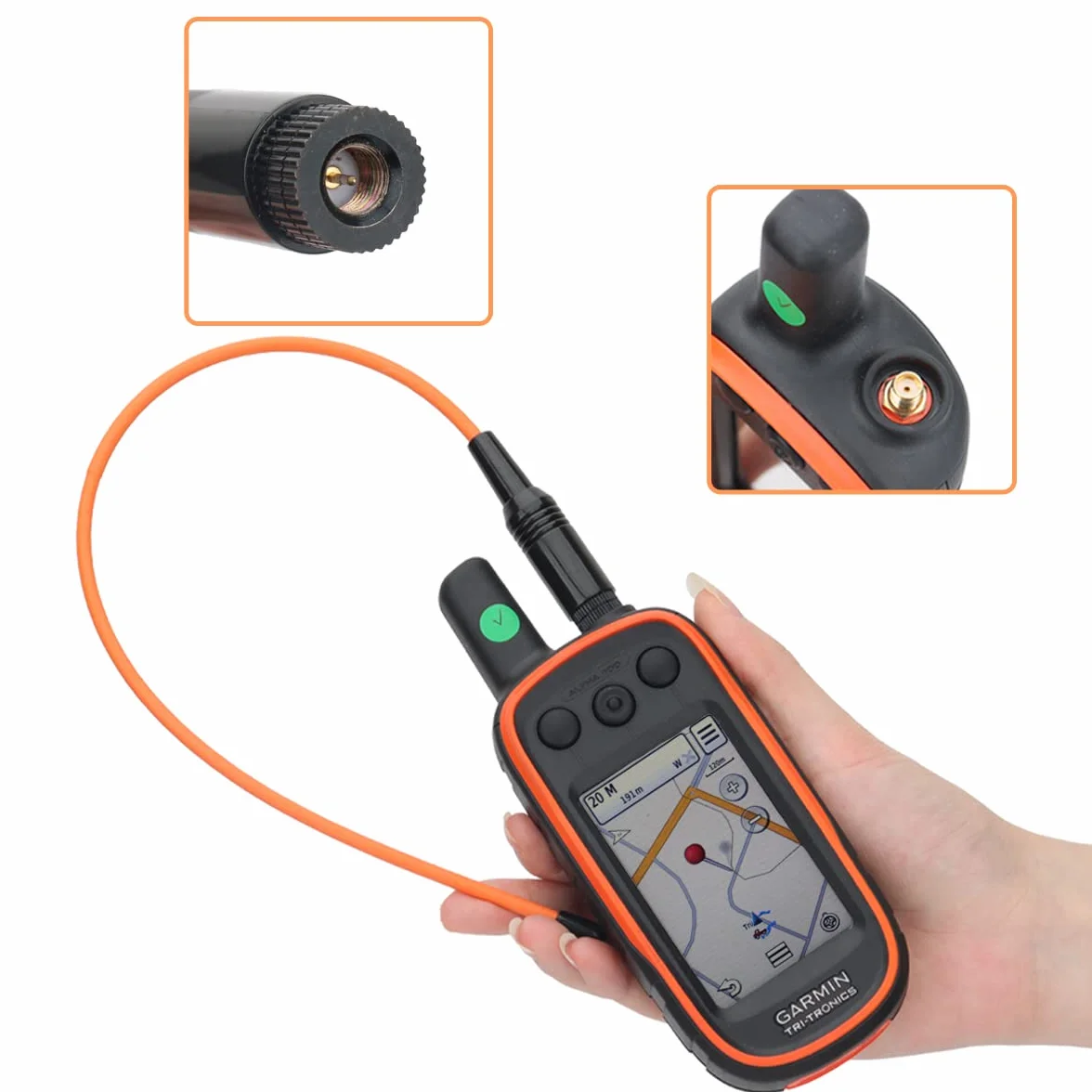 Estesa Lungo Raggio Flessibile Ricevitore Arancione Antenna Aggiornamento 15 "Frusta Antenna per Garmin GPS Alpha 100 200 Astro 220 320 430, Roniware