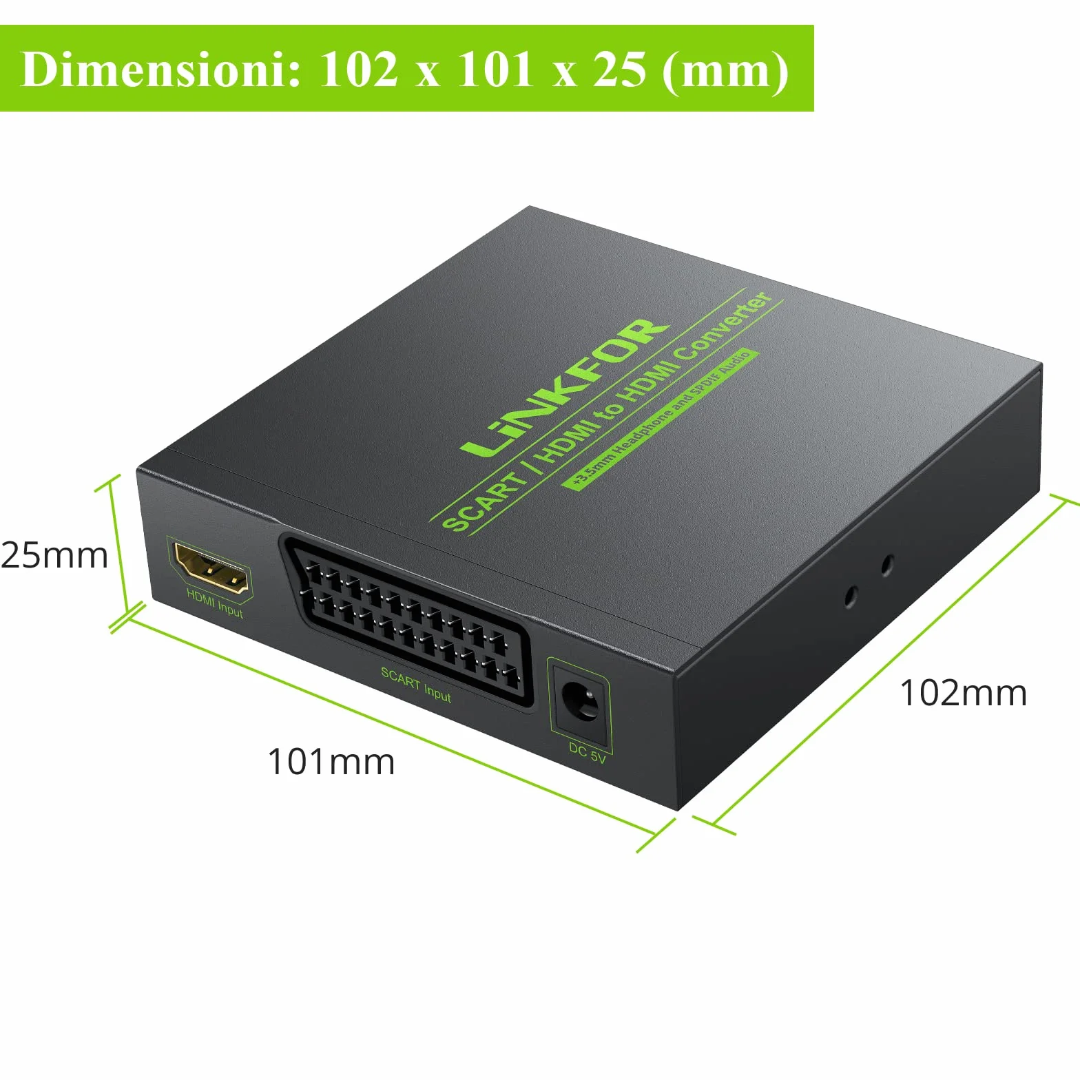 LiNKFOR Convertitore Scart a HDMI 720p/1080p con Cavo SCART+HDMI Adattatore per HDTV STB PS3 Sky Blu-ray DVD