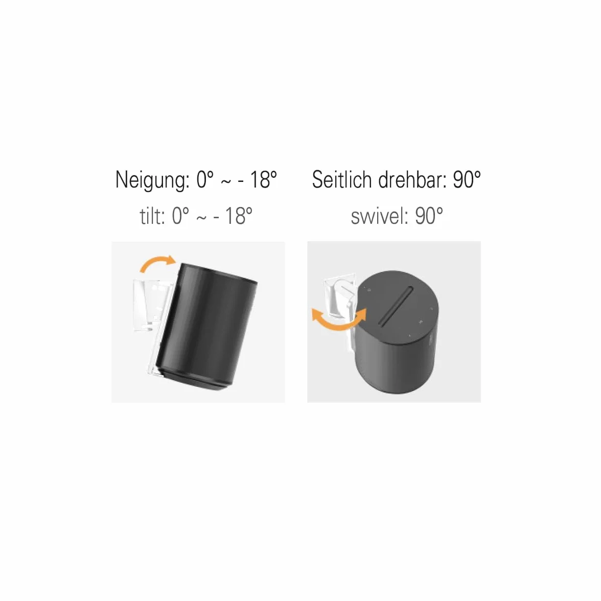 Sonos Era100 HS40WL Supporto da Parete 2 Pezzi Inclinabile Orientabile con Gestione Cavi