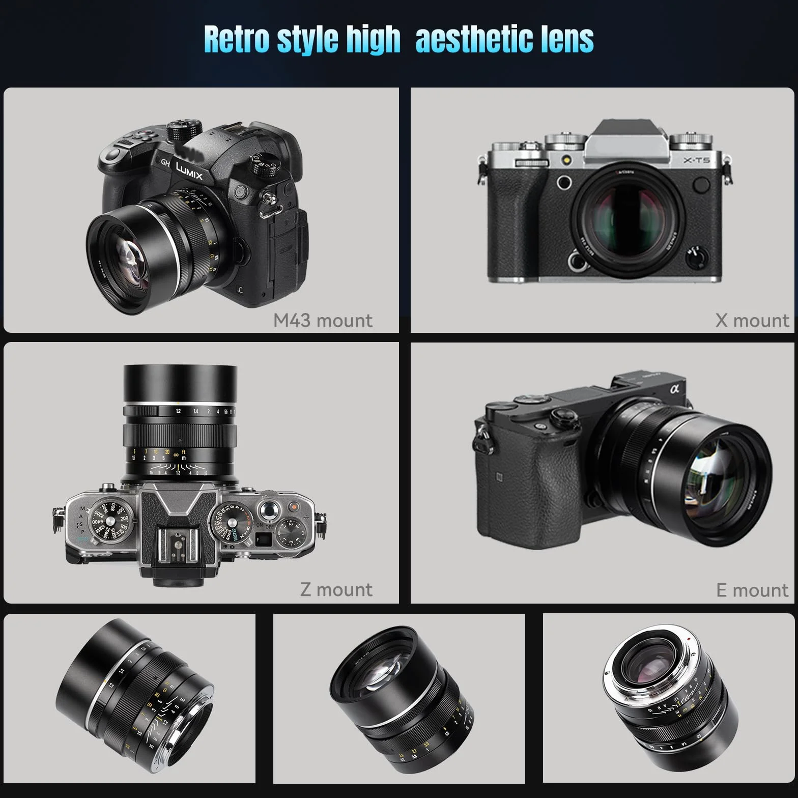 7Artisans 50mm F1.2 per E-Mount Obiettivo, APS-C Messa a fuoco manuale, compatibile con Sony E-Mount A6000/A5000/A3000/Nex serie a6700 nex-5t nex-3n nex-6 nex-5r nex-5n