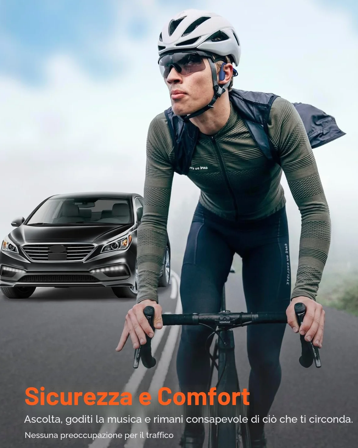SANOTO Cuffie Conduzione Ossea Bluetooth 5.3, Cuffie a Conduzione Osseas Aperto Con 8 H Di Autonomia, Auricolari Conduzion Ossea Con Doppio Mic, Cuffia Osseas Conduzione Impermeabili IPX6, Per Jogging