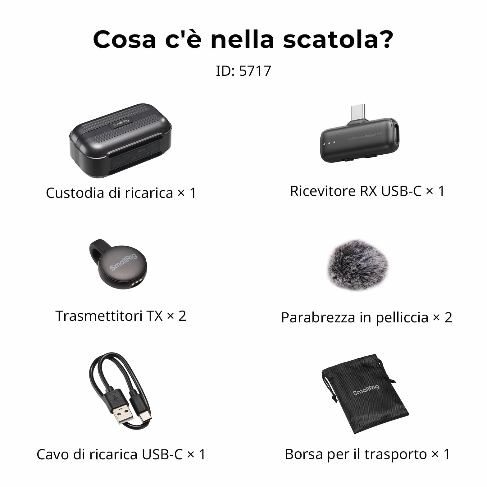 SMALLRIG Microfono Wireless S70-C2 con Adattatore USB-C per Telefoni/ Tablet, Microfono Invisibile e Leggero per il Vogging, Registrazione di Alta Qualità a 48 kHz/24 bit, Riduzione del Rumore - 5717