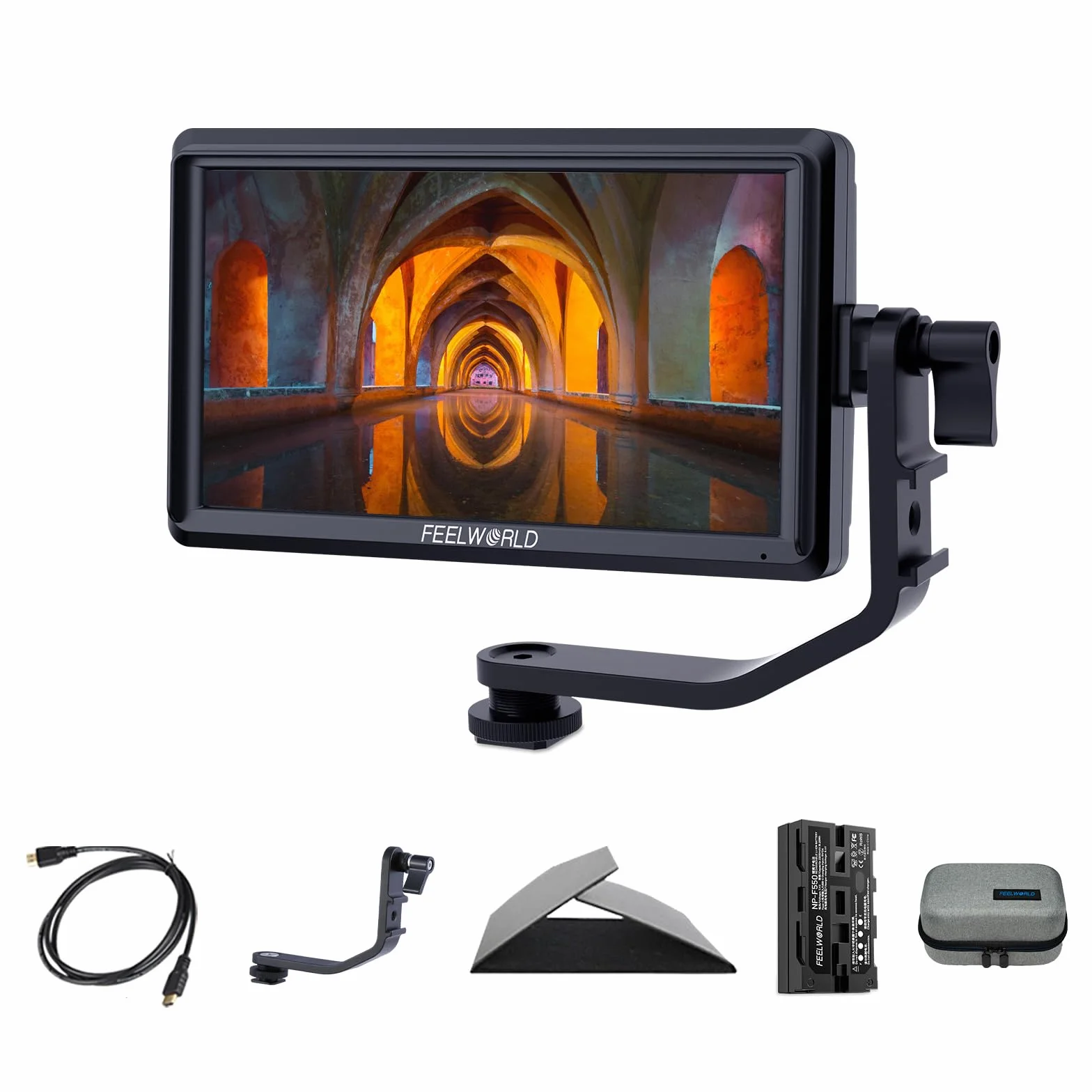 FEELWORLD S55V2 6 Pollici DSLR Field Minitor 3D LUT Full HD 1920x1152 IPS Peaking Focus Video Assist con 4K HDMI 8,4V DC Input Output Includono Braccio Inclinabile