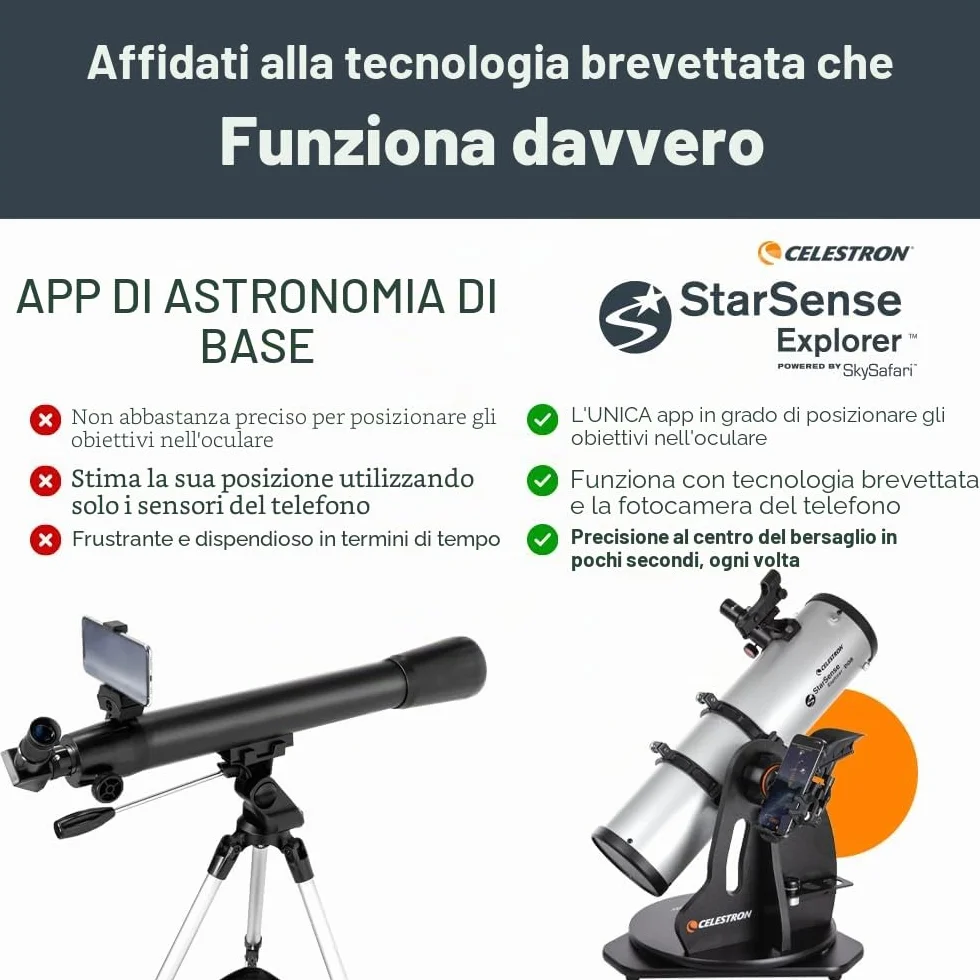 Celestron 22481 StarSense Explorer 130 mm Dobsoniano da tavolo Telescopio compatibile con app per smartphone Funziona con l'app StarSense – Compatibile con iOS/Android