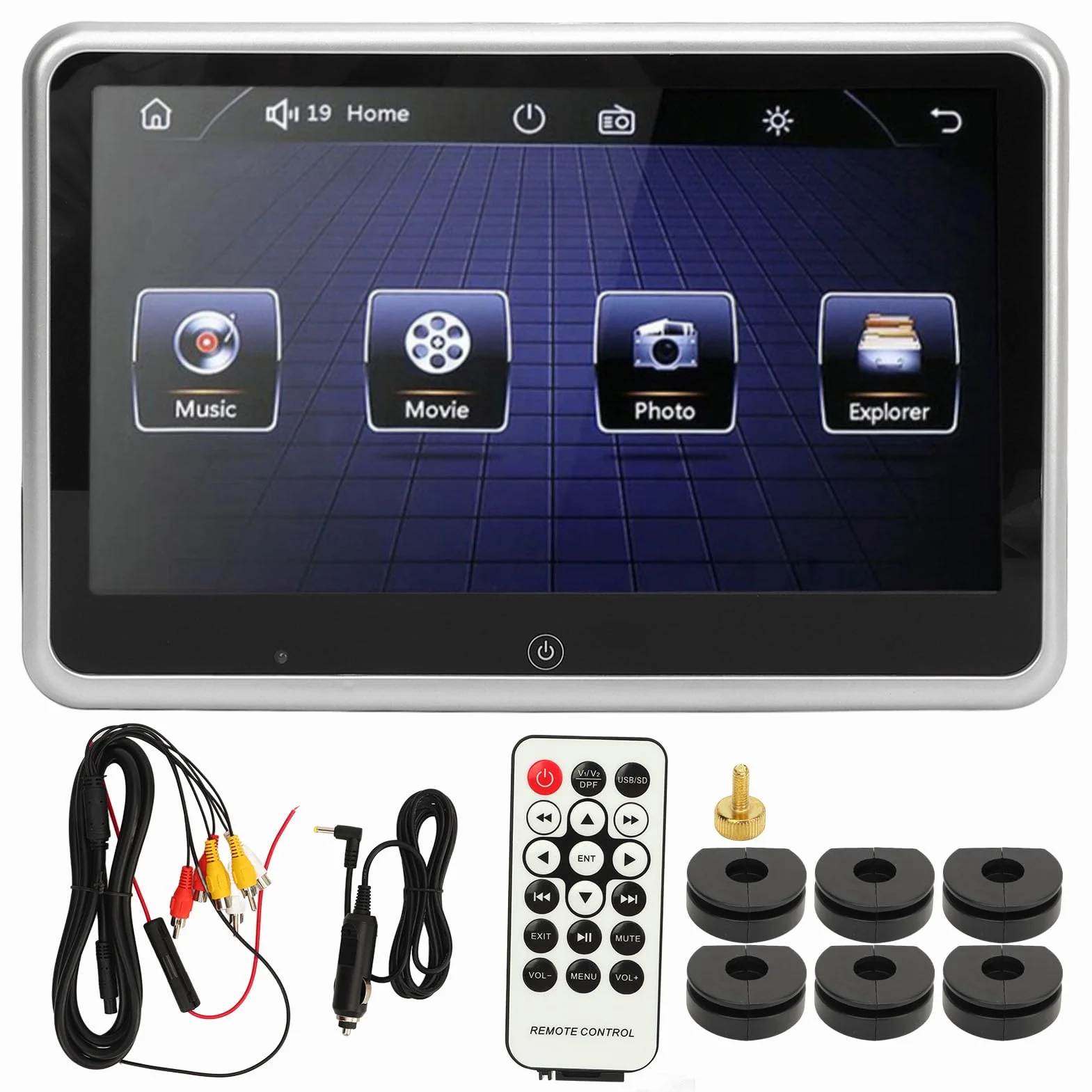 Monitor per Poggiatesta per Auto Touch Screen da 10,1 Pollici Riproduzione Audio Video HD 1080P con Mirror Link, USB, Slot per Schede di Memoria