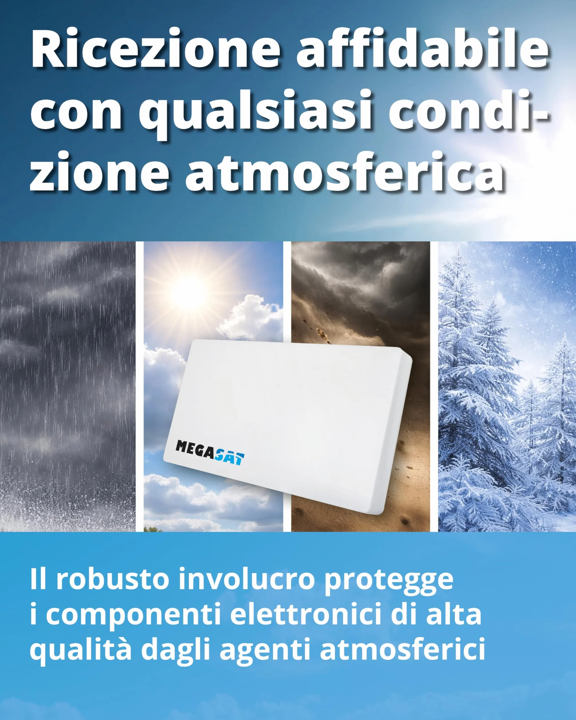 Megasat Antenna piatta D1 Profi-Line – Antenna satellitare piatta (1 utente, LNB intercambiabile, installazione a parete, supporto per palo/balcone o finestra) – Bianco