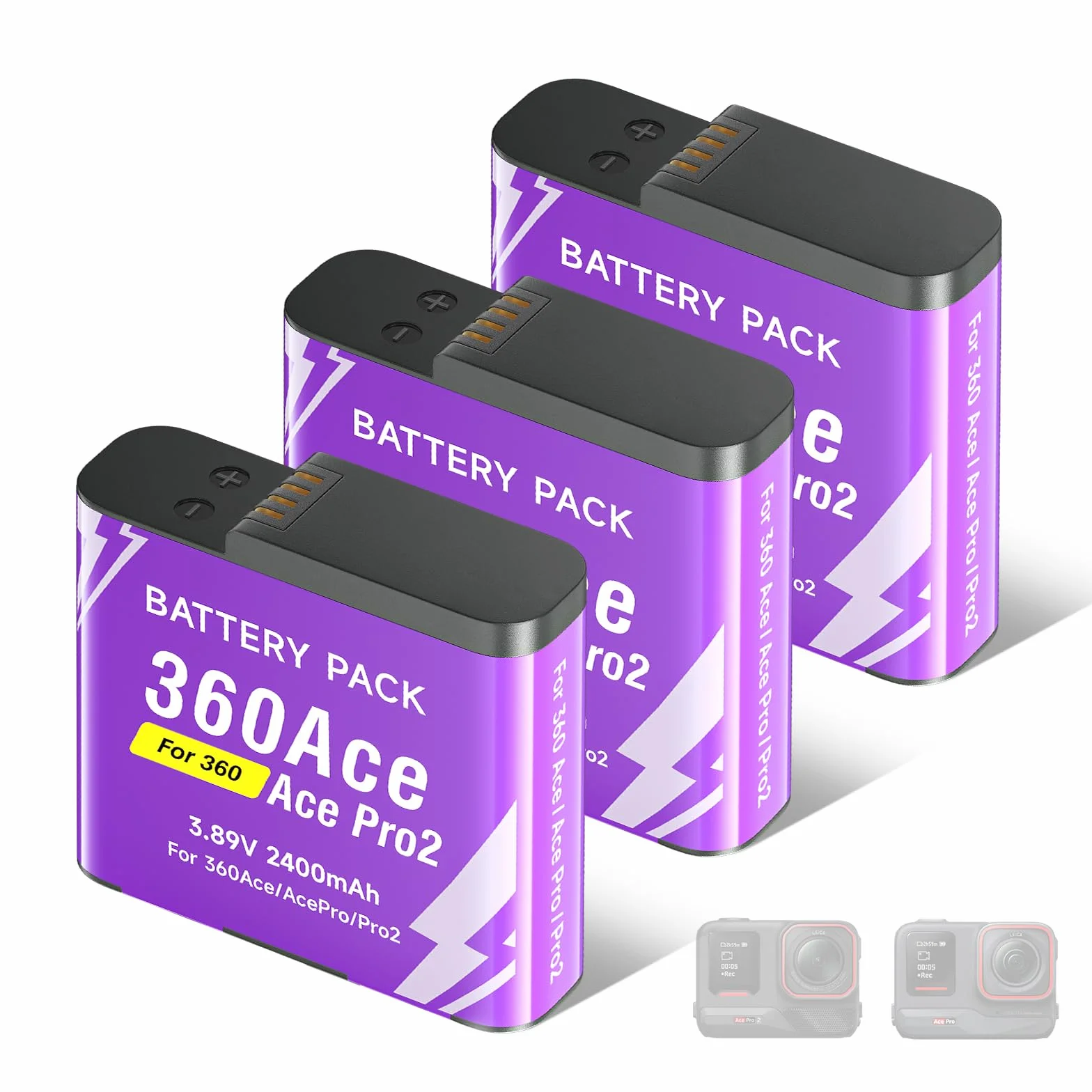 CITYORK [Confezione da 3] 2400mAh Batteria per .Insta-360. Ace/Ace Pro/Ace Pro 2 Batteria di ricambio, Batteria ricaricabile di Accessori per fotocamere sportive, Alta capacità, Facile ricambio