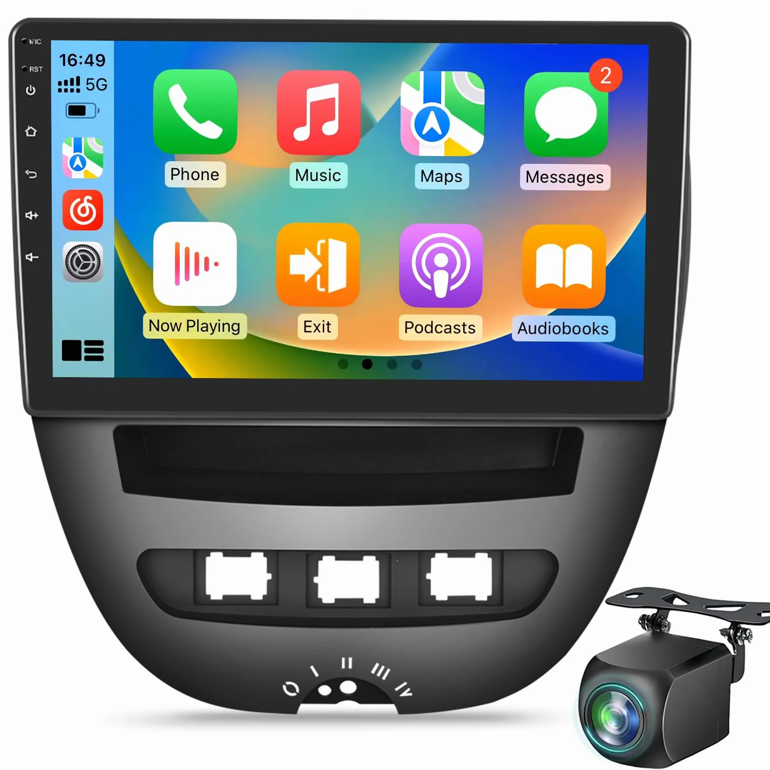 Autoradio Android per Toyota Aygo/Peugeot 107 / Citroen C1 2005–2014, Schermo Touch da 10 Pollici, CarPlay & Android Auto Wireless, GPS, WiFi, DSP, Bluetooth, FM RDS, Supporto Telecamera AHD/OBD/DAB