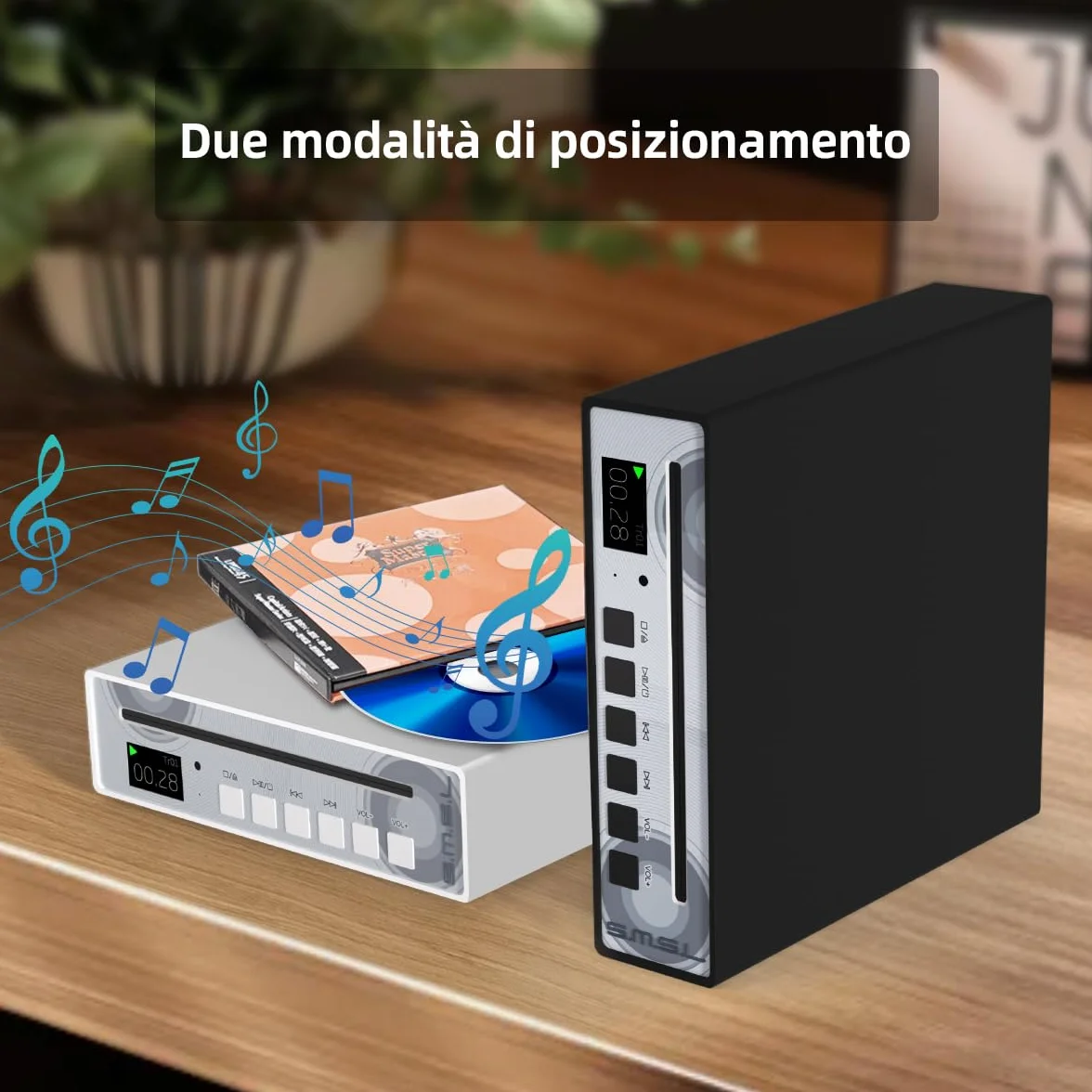 SMSL PL100 Lettore CD per casa, Chip CS43131, Supporto C D-R/C D-RW/MP3, Uscite RCA/3.5mm Cuffie Jack/Ottico/Coassiali Digitali (Nero)