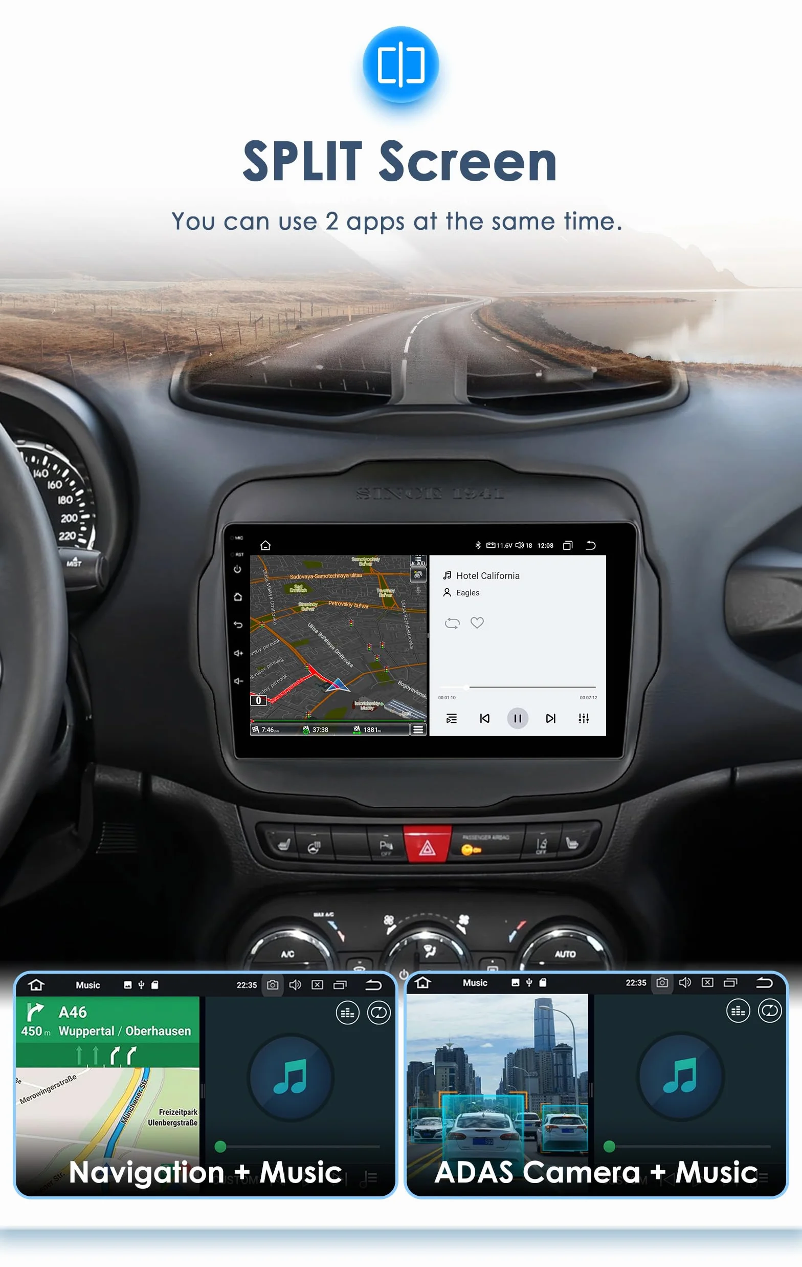 Android 13 autoradio 9 pollici touch screen 8 core 4 GB + 64 GB per Jeep Renegade 2016-2022 WiFi & Bluetooth GPS