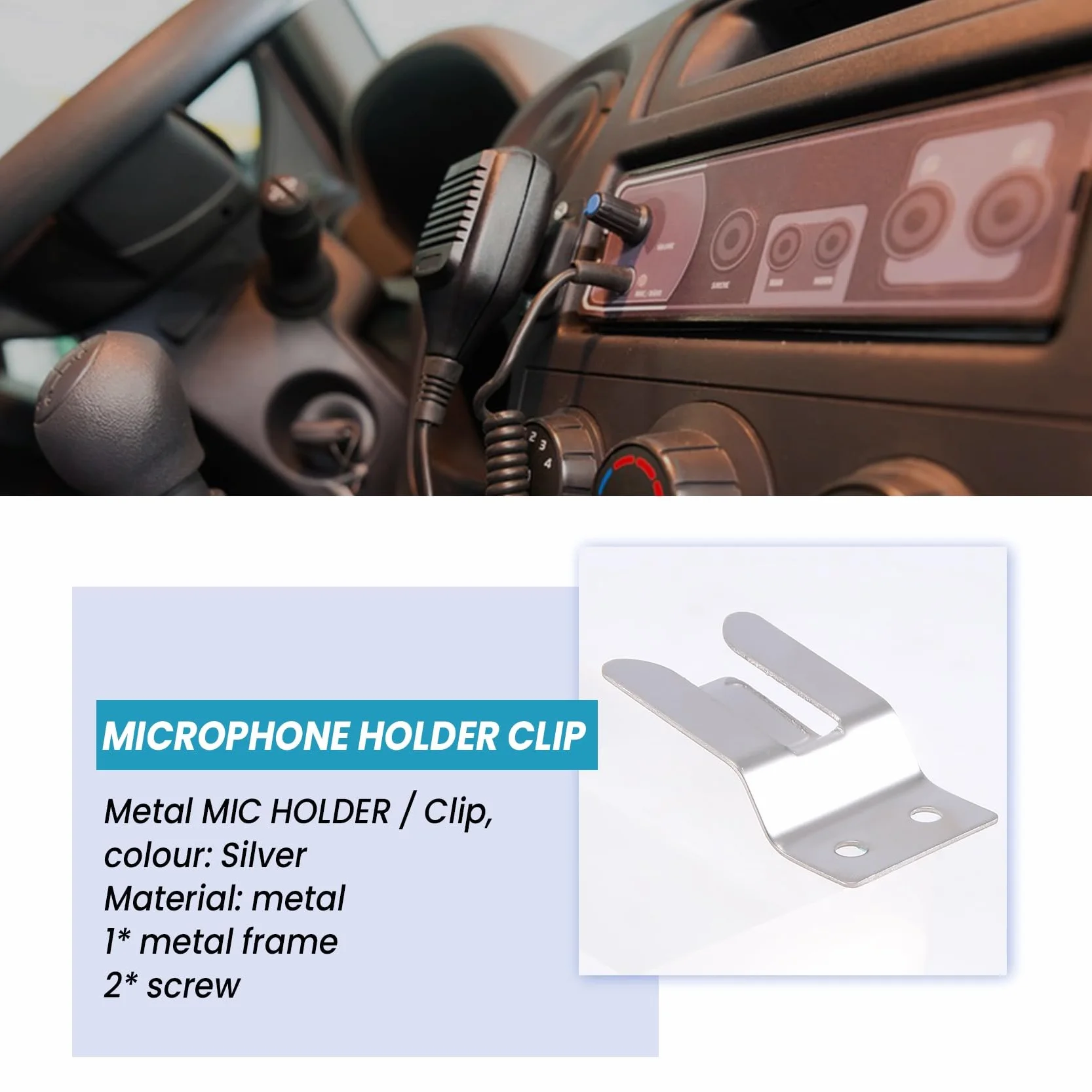 Porta/Clip Microfono Metallico - Avvitare per CB/Ham Radio - MH2