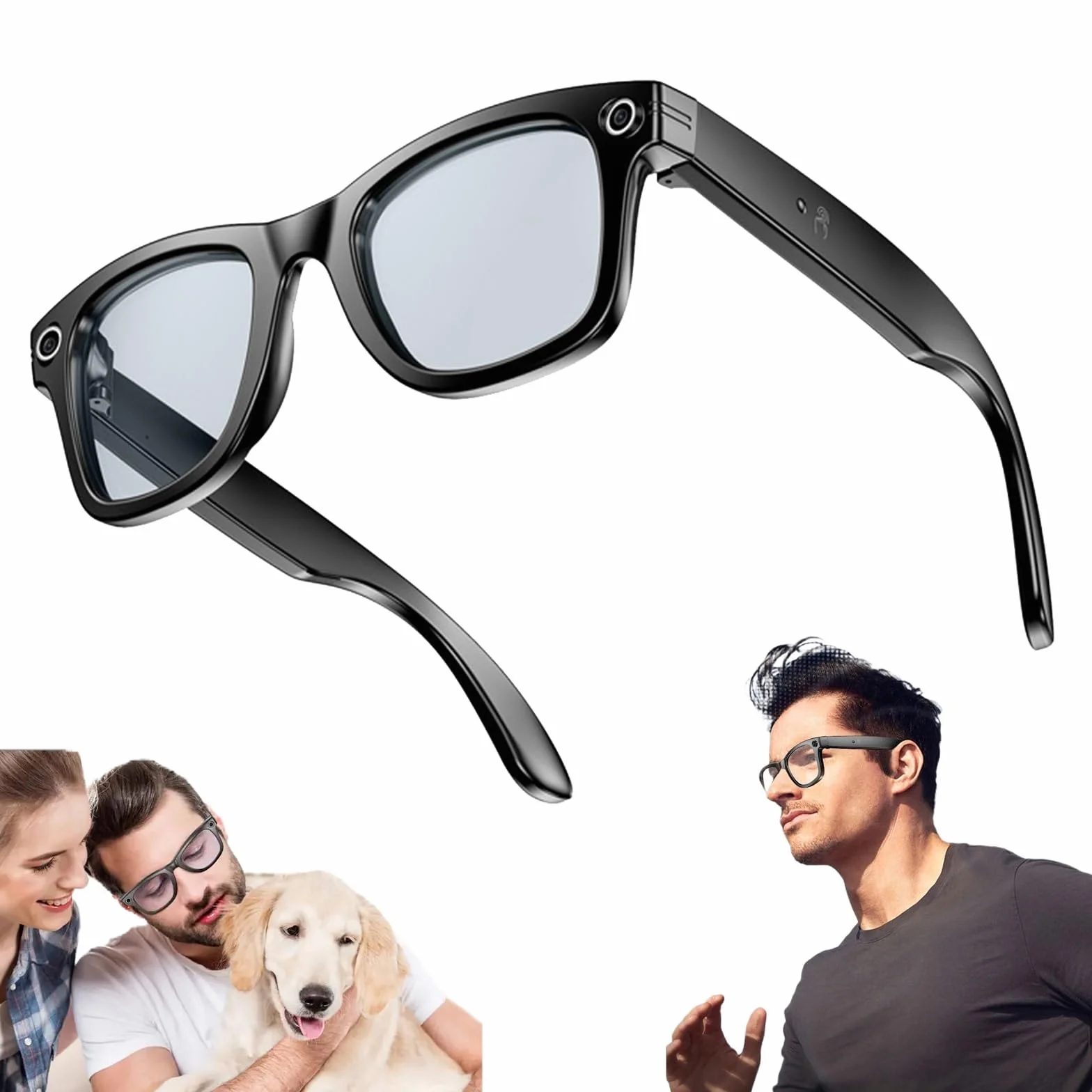 AI Occhiali Con Fotocamera Intelligente, Fotocamera E Altoparlante Da 2MP, Per Video HD 720P E Audio Immersivo, Occhiali Da Sole Intelligenti Multifunzionali, Chat GPT Bluetooth(White)