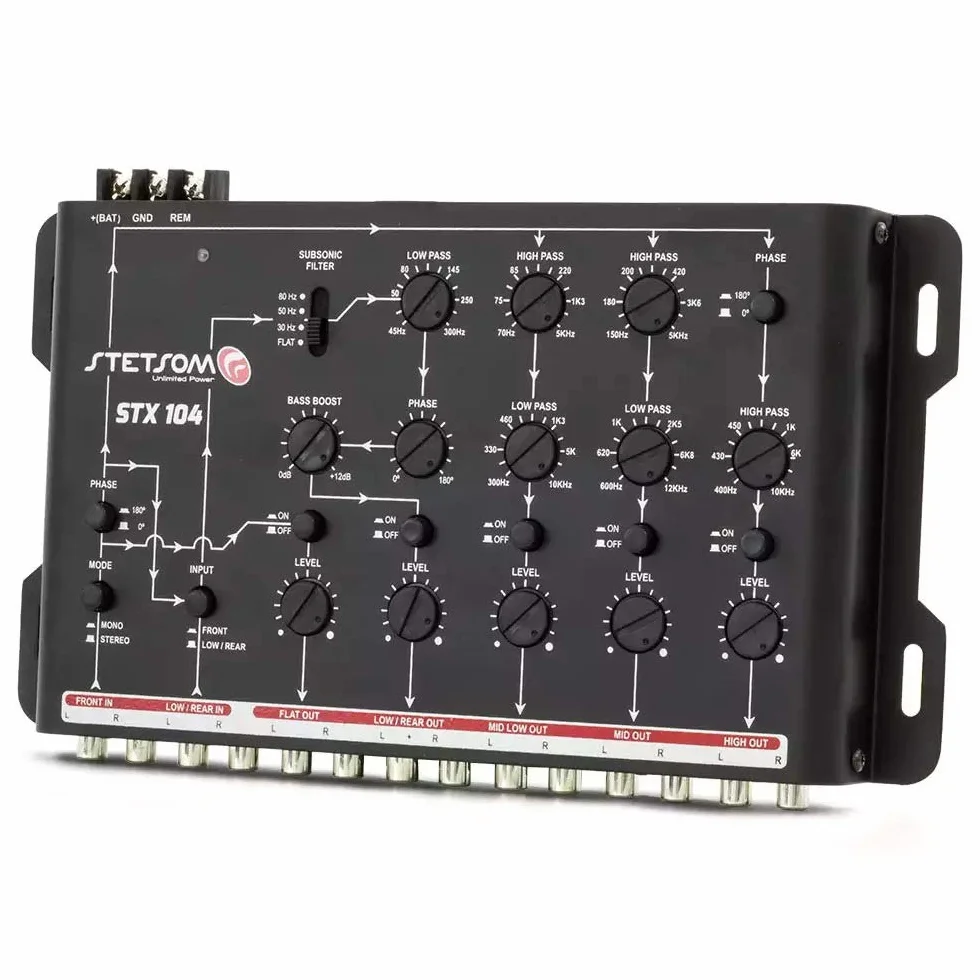 Stetsom STX 104 PRO - Crossover, canali a 5 vie, audio digitale elettronico per auto, processore di segnale di uscita, crossover audio per auto ad alta precisione, crossover audio, regolazione