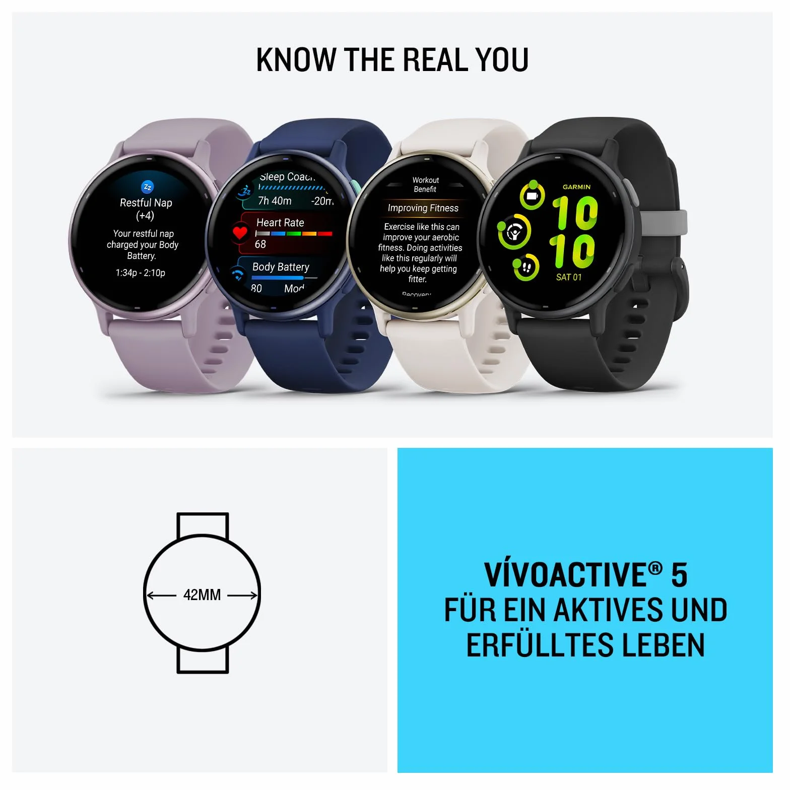 Garmin vívoactive 5, Smartwatch AMOLED 1,2", Cassa 42mm, Musica, Pay, +30 Sport, GPS, Cardio, Coach Sonno, Benefici Workout, Autonomia 11 giorni (Orchid & Orchid Metallic) (Ricondizionato)