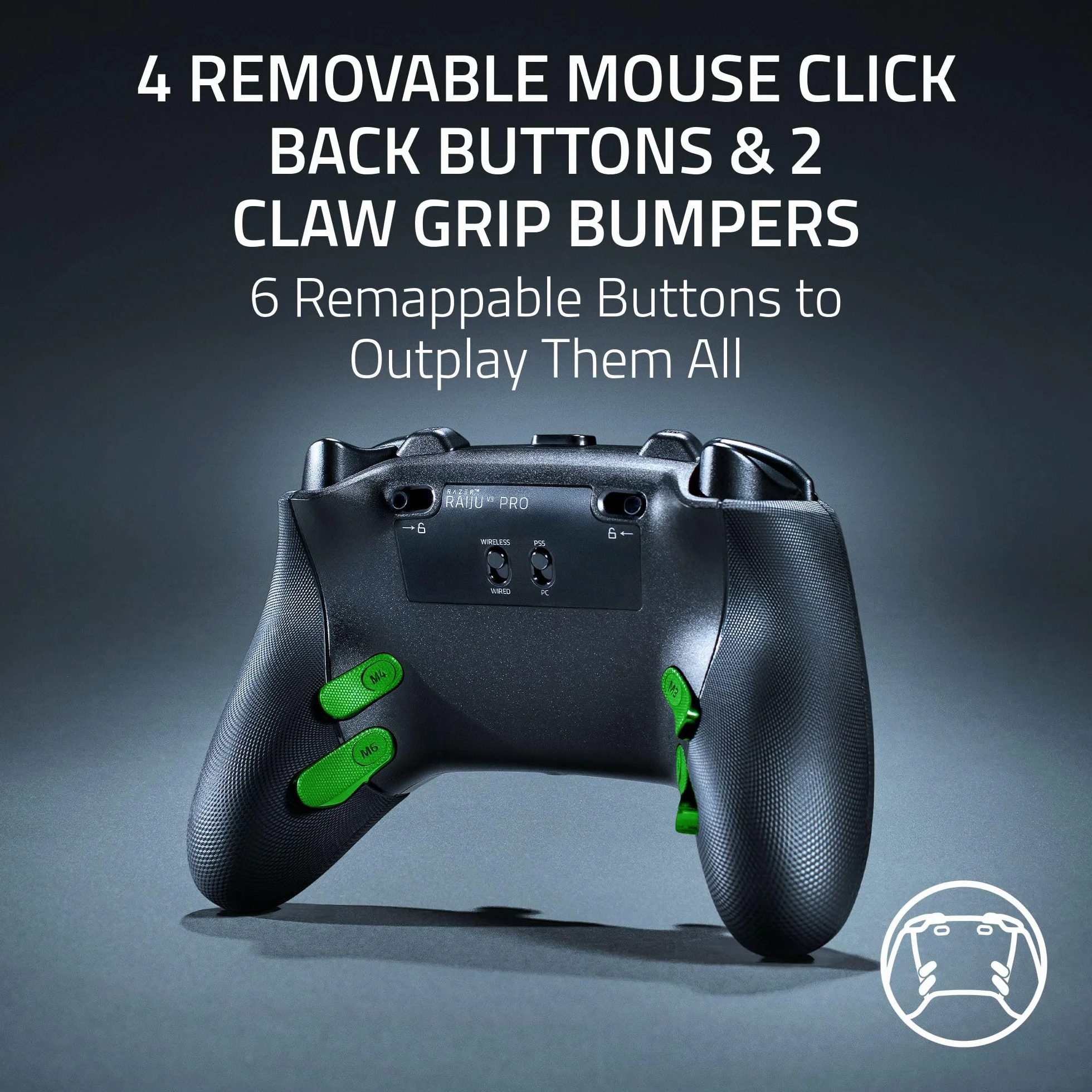 Razer Raiju V3 Pro Controller Wireless: licenza ufficiale per PlayStation, PS5, PC - Prestazioni di livello eSport senza ritardi - 6 pulsanti rimappabili - Thumbstick personalizzabili - Trigger veloci