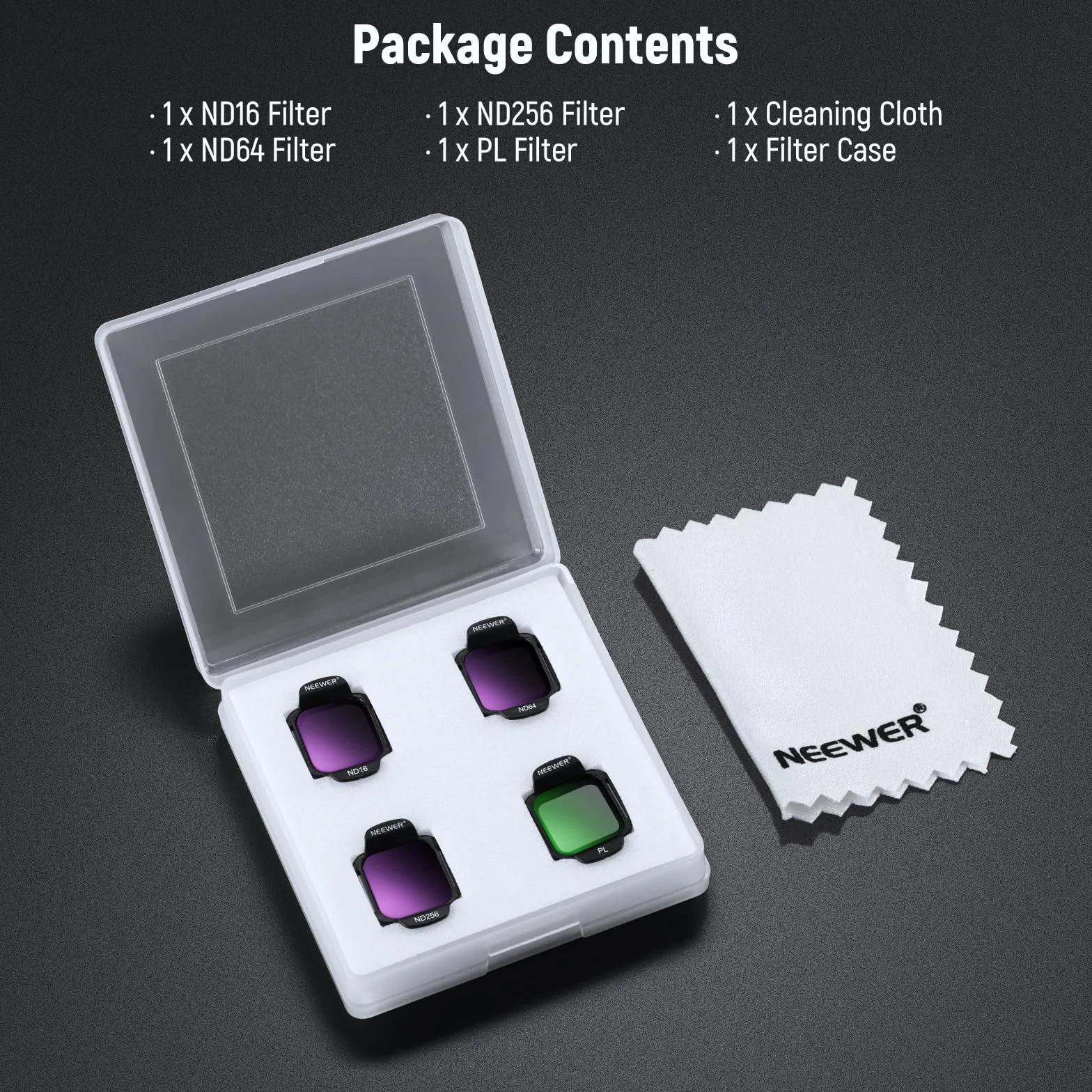 NEEWER Set di Filtri ND Compatibili con DJI Flip/Lito X1 Drone, ND16 ND64 ND256 CPL, Accessori Drone, Filtro Polarizzatore Circolare a Densità Neutra in Vetro Ottico HD Multistrato a Scatto, FL-N33
