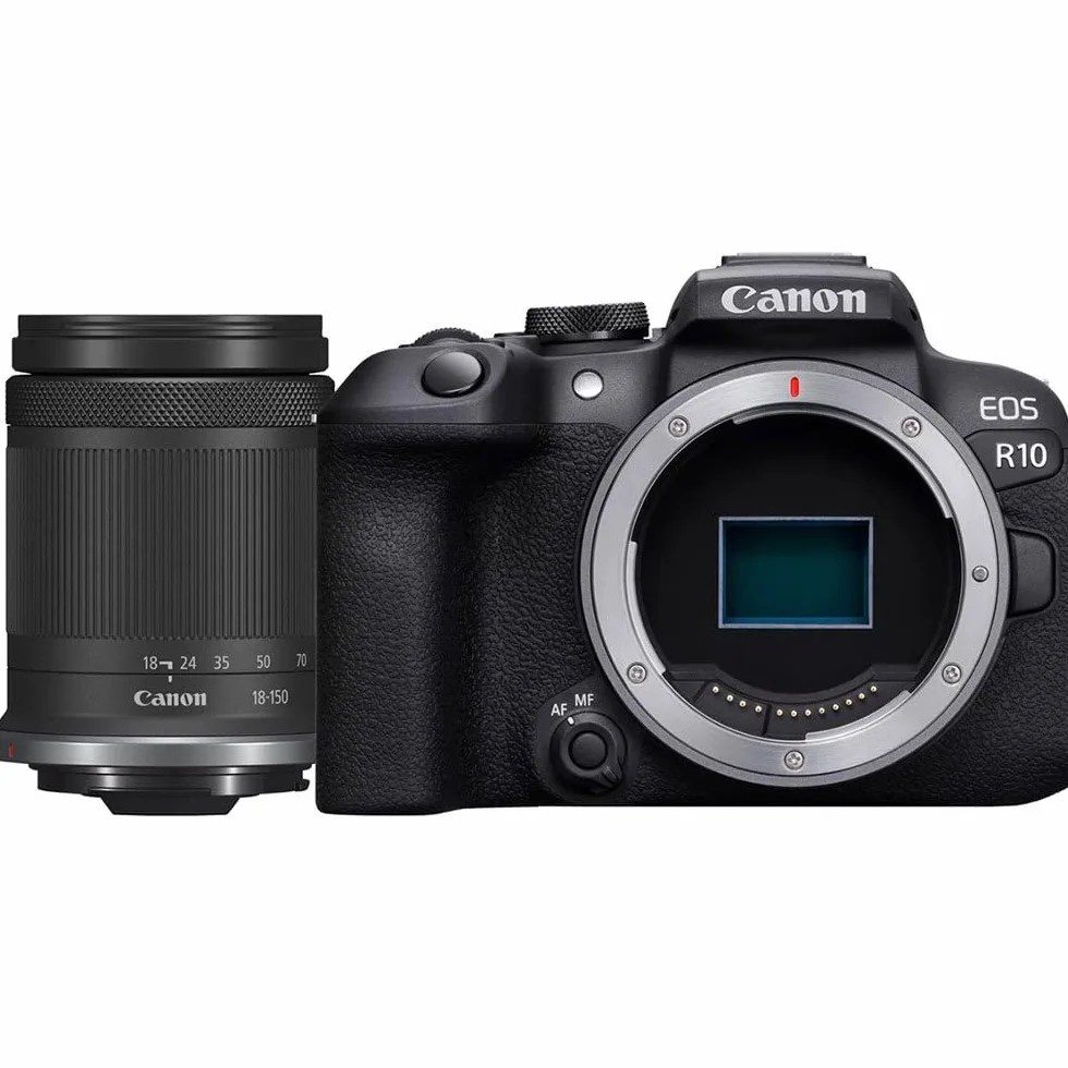 Canon EOS R10 APS-C mirrorless nera + 18-150mm IS STM (24,2 Mp, - fino a 23 fps, DIGIC X, video 4K UHD fino 60p, Dual Pixel CMOS Auto Focus II, Display touchscreen orientabile da 7,5 cm, Wi-Fi, BT)