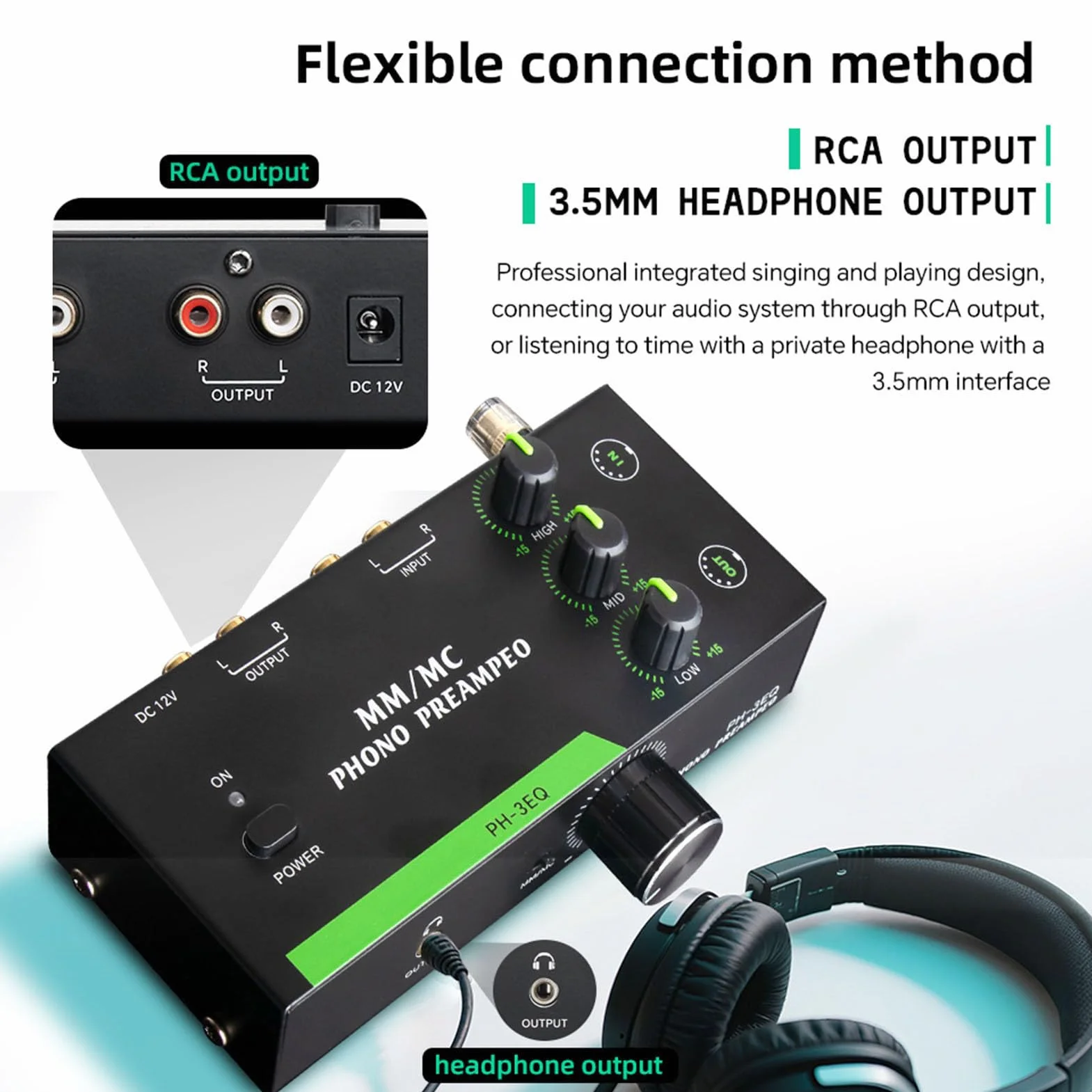 Preamplificatore Phono Mini Stereo XLR 3.5mm Giradischi Amplificatore Segnale Audio Hi-Fi Convertitore