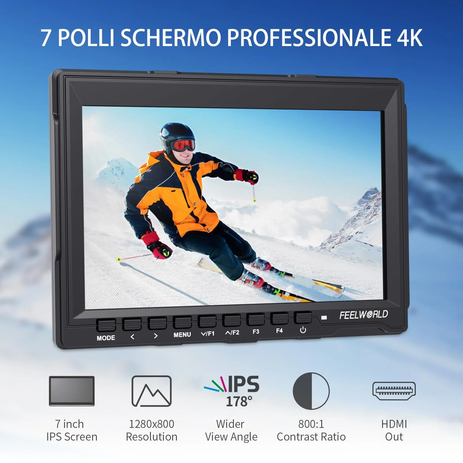 FEELWORLD FW759 7 Pollici On Camera DSLR Monitor Field Full HD Focus Video Assist 1280x800 IPS con 4K HDMI Input Output