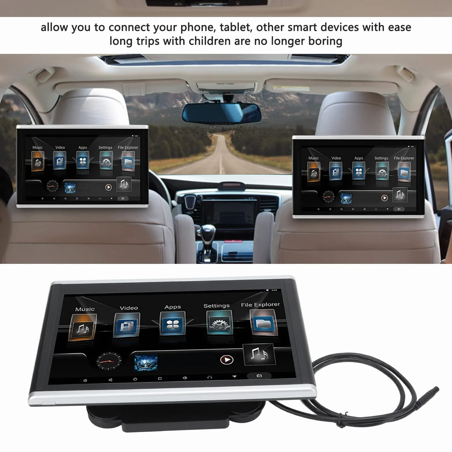 Fockety Lettore Video poggiatesta per Auto 10.1 Pollici, poggiatesta TV Touch Screen IPS Supporto 4K Trasmettitore FM Monitor per poggiatesta Monitor multimediale Digitale, MP3 MP4 WMA Avi