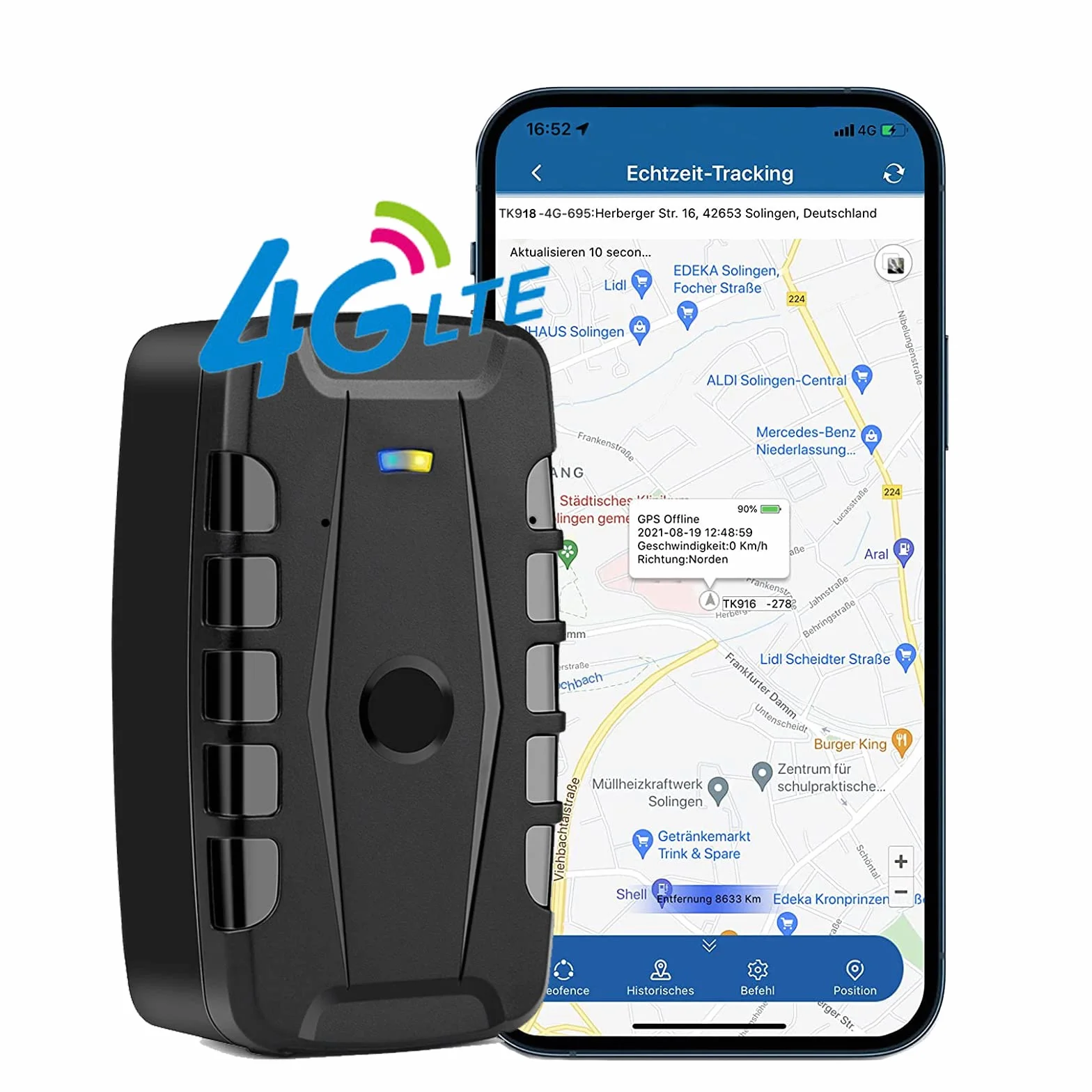 Tracciatore di Posizione GPS 4G Satellitare Magnete Impermeabile Anti-perso Geo-Fence Alarm Localizzatore per Auto/Veicoli/Moto/Flotta con App Gratuita Tracking Spia 20000mAh