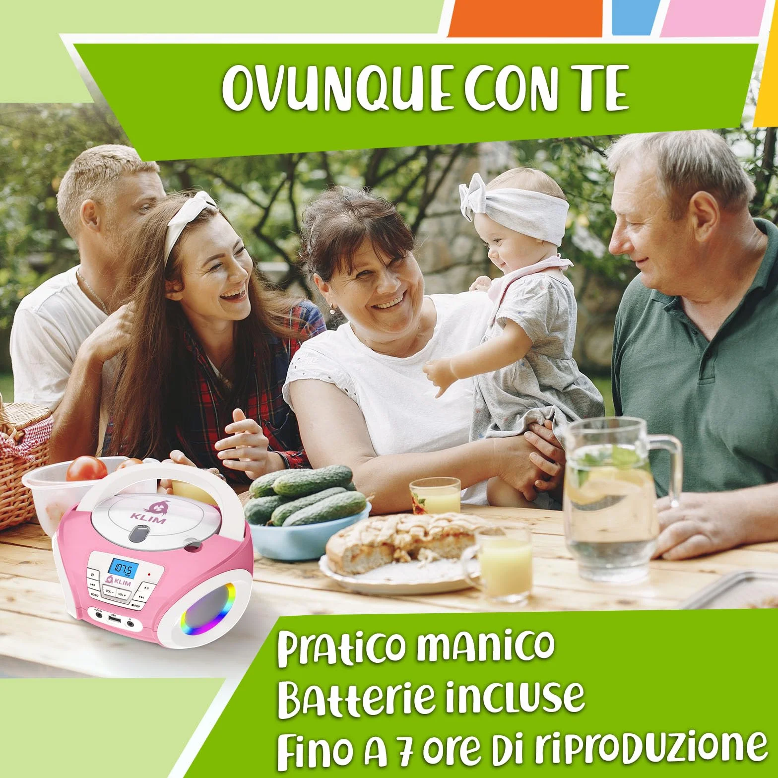 KLIM Candy Kids - Lettore CD portatile, nuova versione con radio FM e altoparlanti, batterie incluse, design rosa carino per bambini e bambini, rosa
