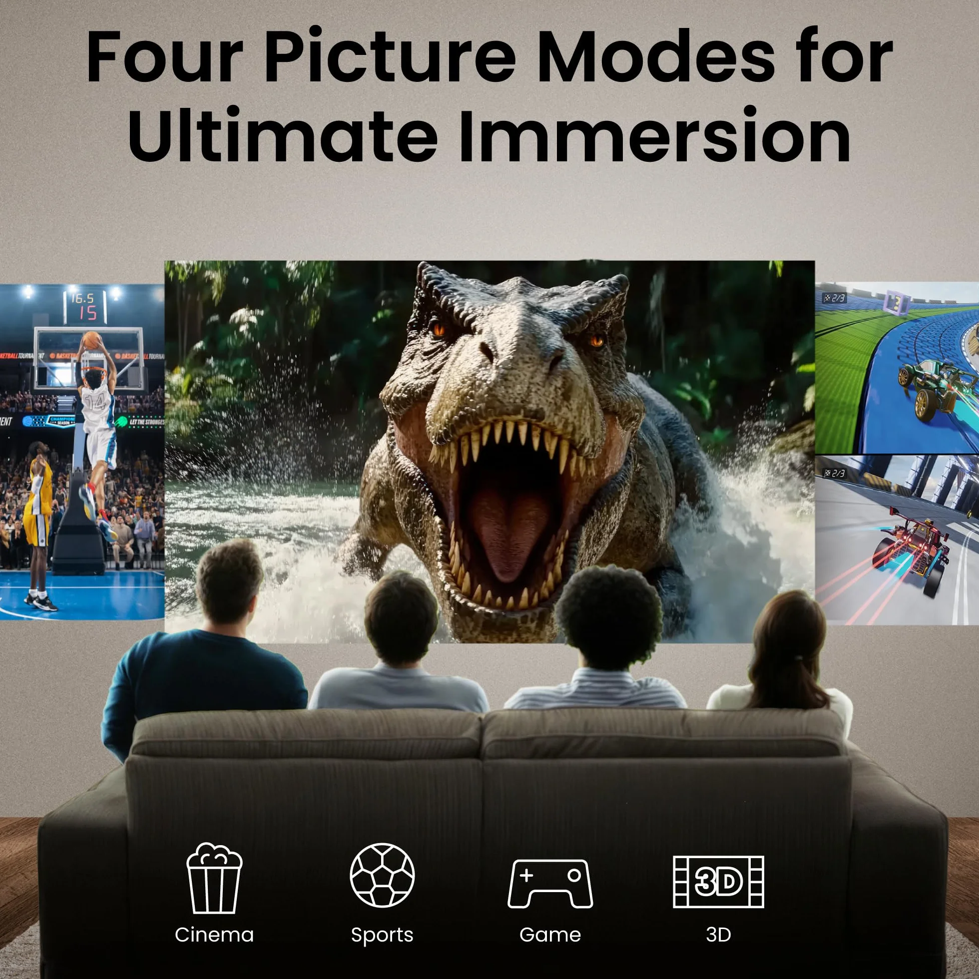 BenQ TH575i 1080p Proiettore Home, ad alta luminosità da 3.800lm, con dongle e licenza Google TV, input lag per gaming da 16,7ms, correzione distorsione verticale, zoom ottico 1,1x, modalità sport