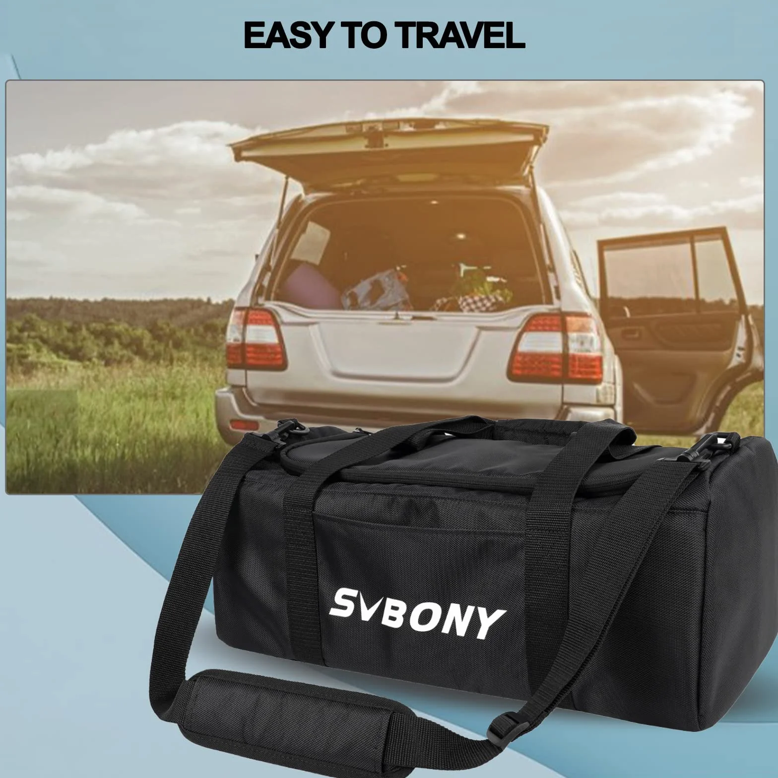 SVBONY SV212 Teleskoptasche, Gepolsterte Mehrzweck Tragetasche Verstellbarer Schultergurt Passend für Teleskop und Zubehör, Nero, Tessuto Oxford 1680D e PVC